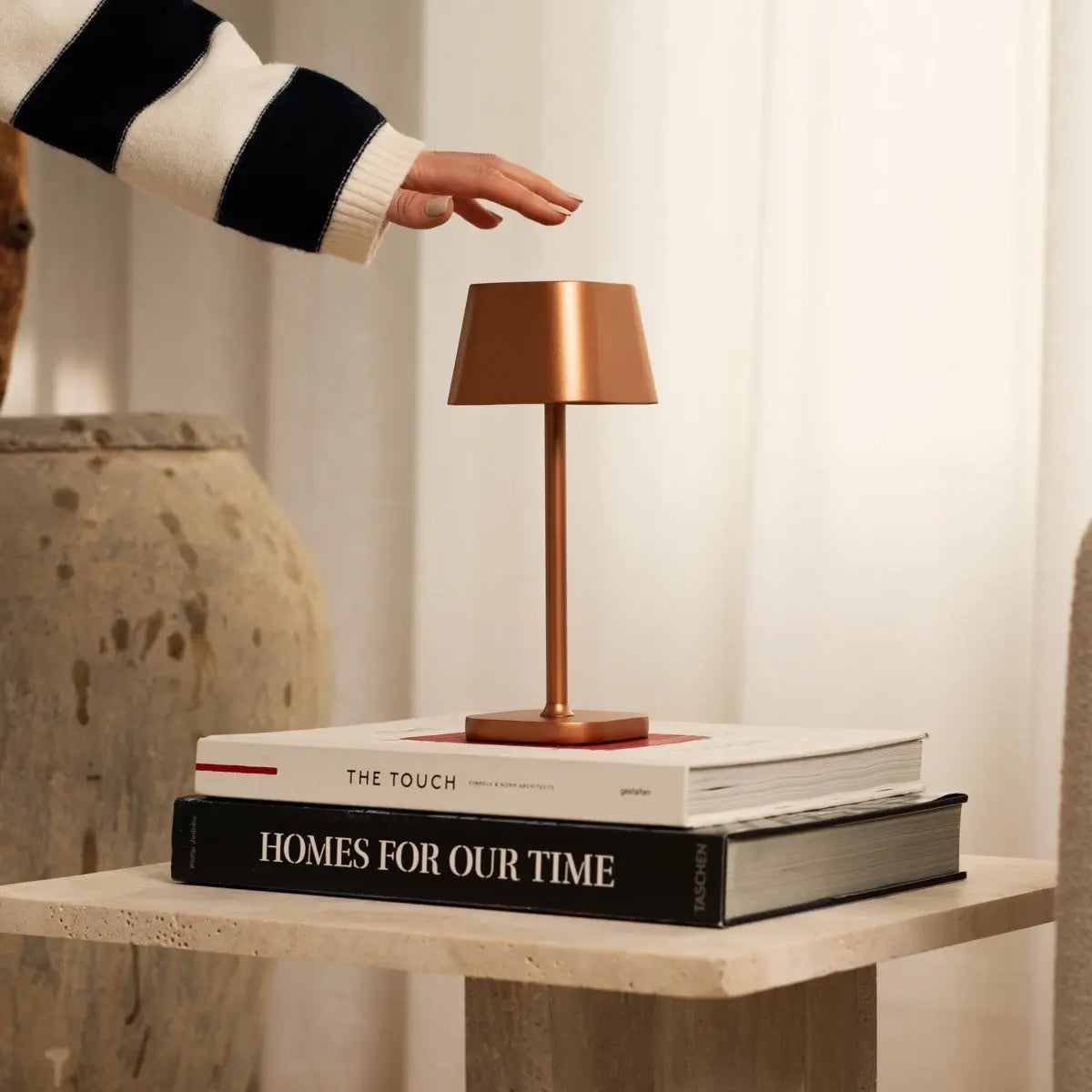 Ava Copper Rechargeable Table Lamp | Stylish, Cordless & Dimmable-0