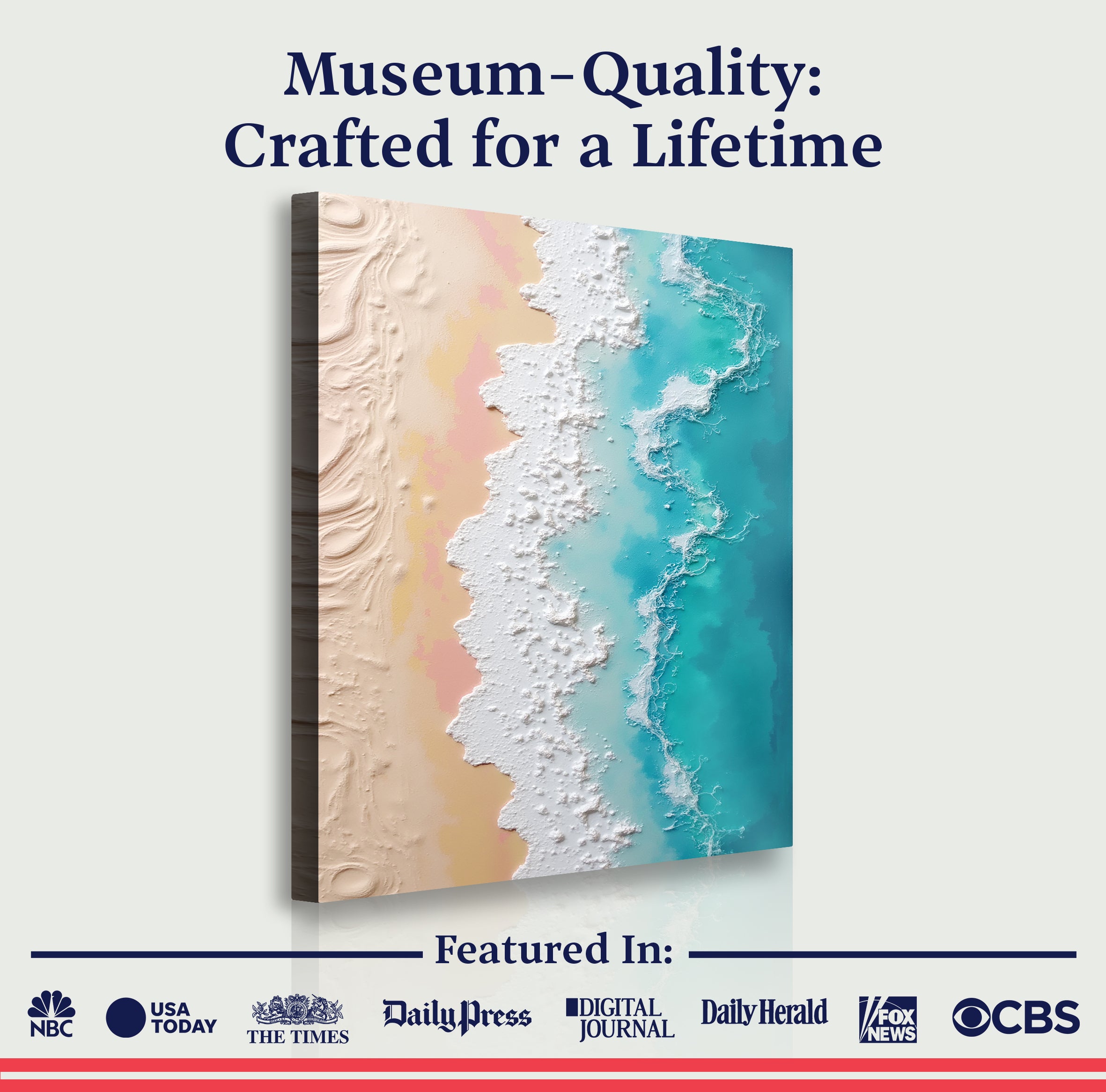 3D Minimalist Pink and Blue Ocean Wall Art