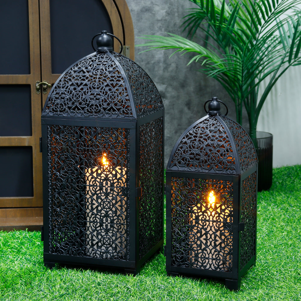 12''&16.5'' High Vintage Hanging Decorative Candle Lantern(Set of 2)-1