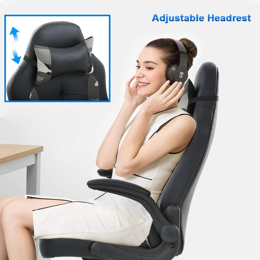 Ergonomic PU Leather Gaming Chair Lumbar Support Camouflage