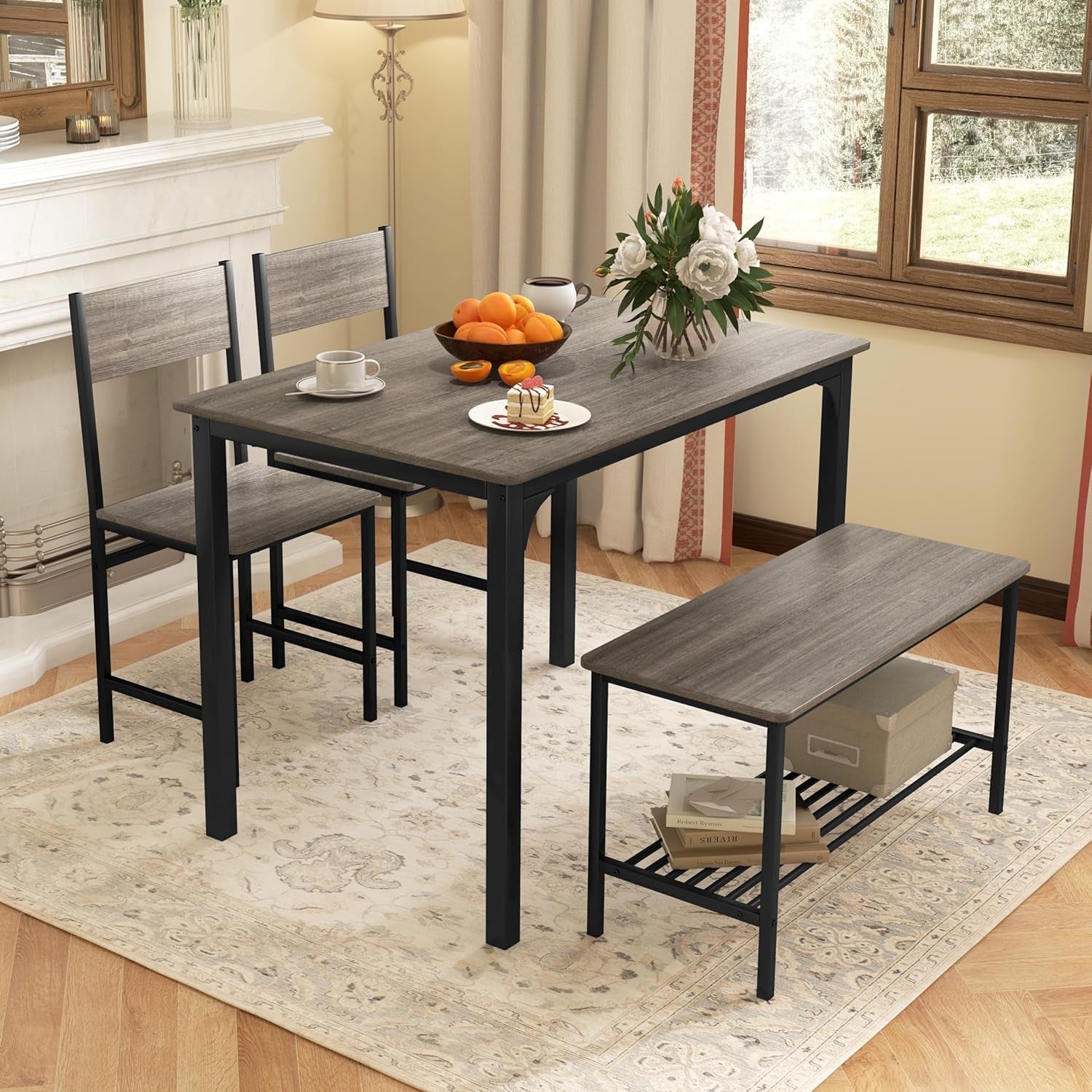 Stainless Steel Space Saving Dining Room Table Set Four