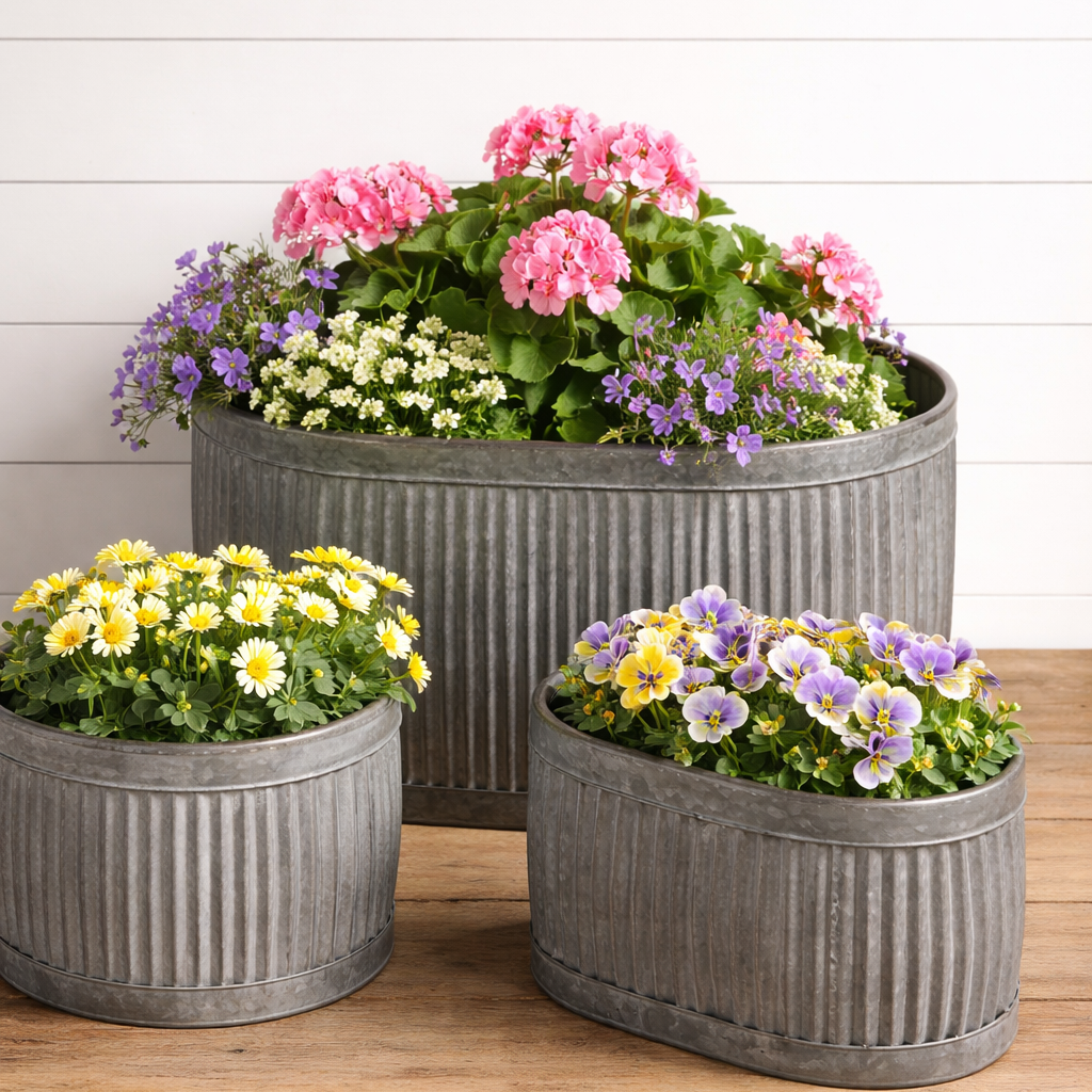 Zinc Dolly Tubs - Set of 3