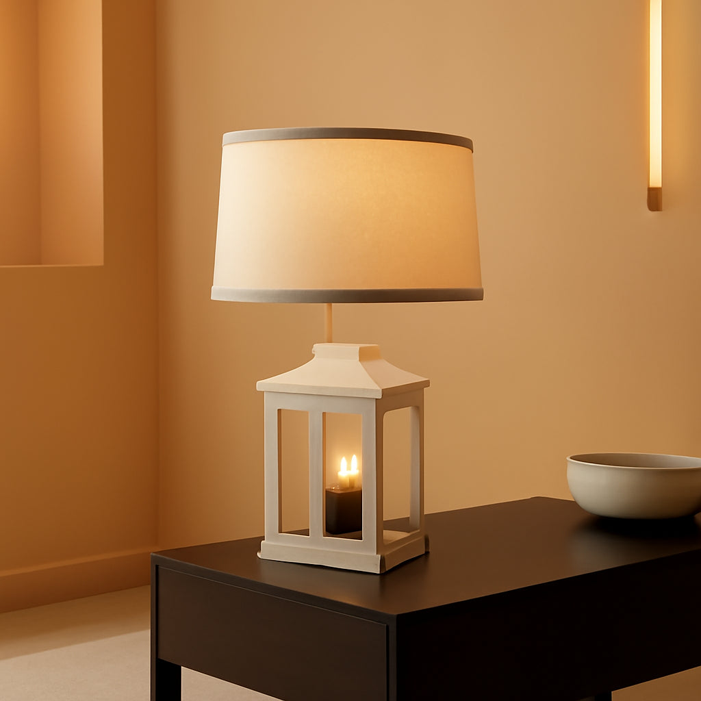 White Farmhouse Table Lamp Set With Dimmable Touch Control