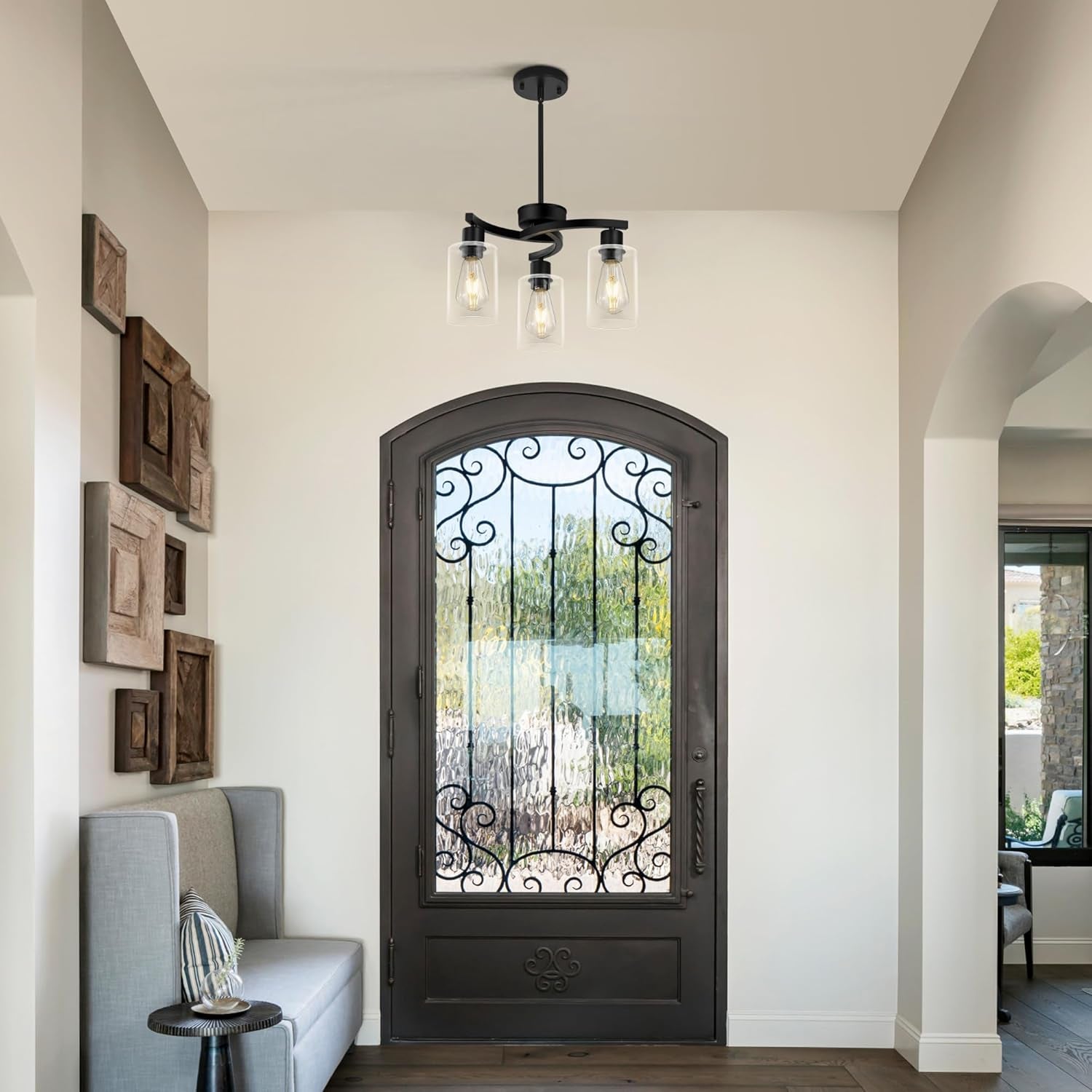Three Light Black Dining Chandeliers For Kitchen Island-3