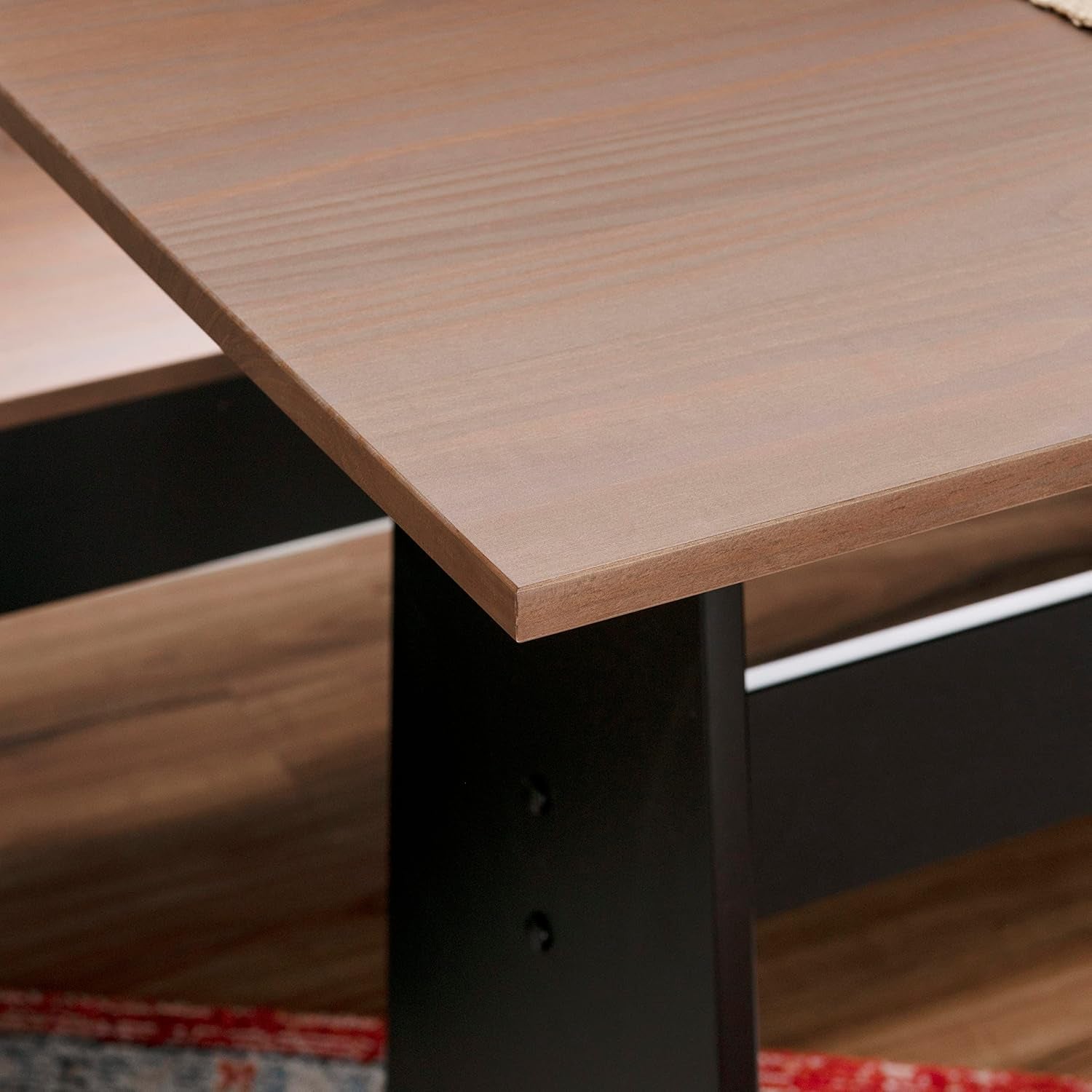 Black Pecan Five Seat Dining Set With Storage Benches