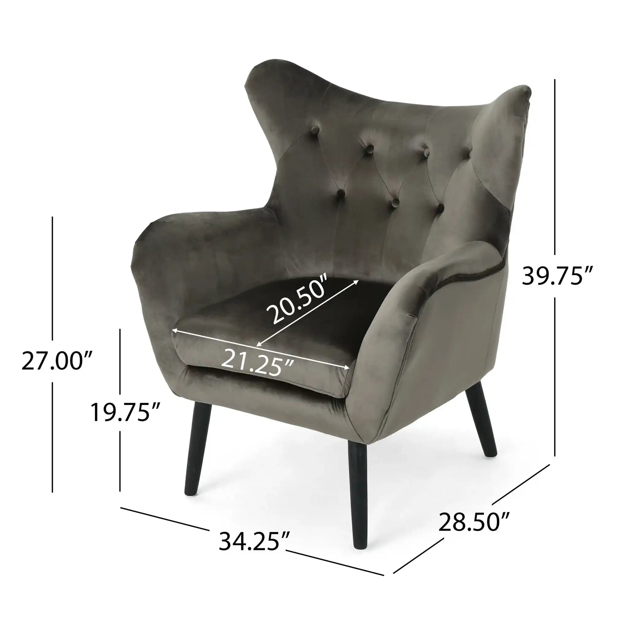 Alyssa Mid Century Upholstered Arm Chair With Wingback Design