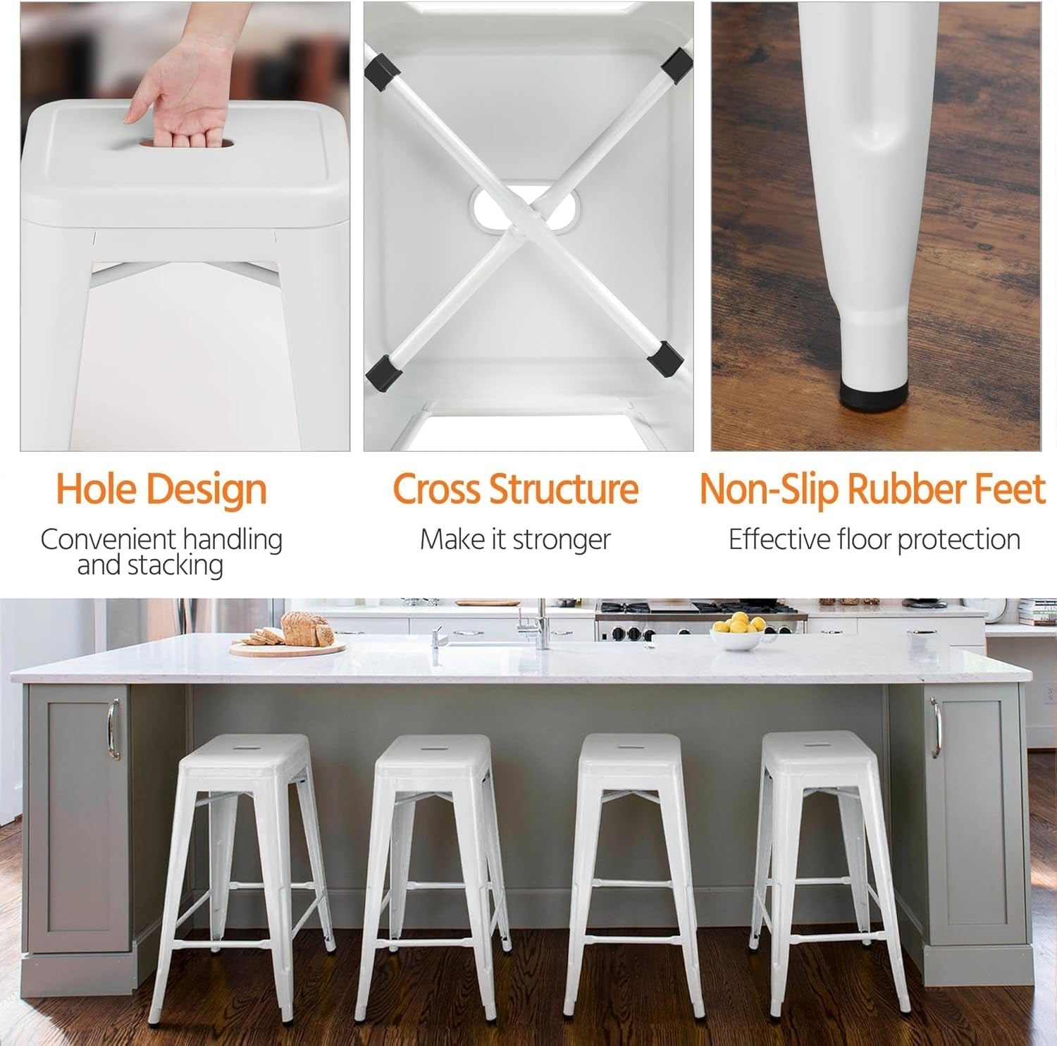 30 Inch Stacking Metal Bar Stool Indoor Outdoor Use