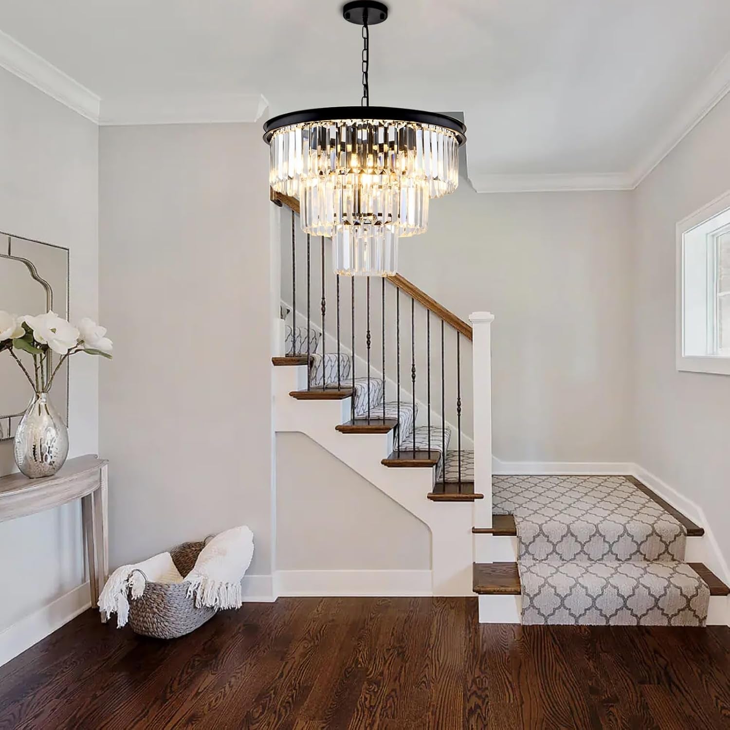 8 Light Black Crystal Chandelier-1