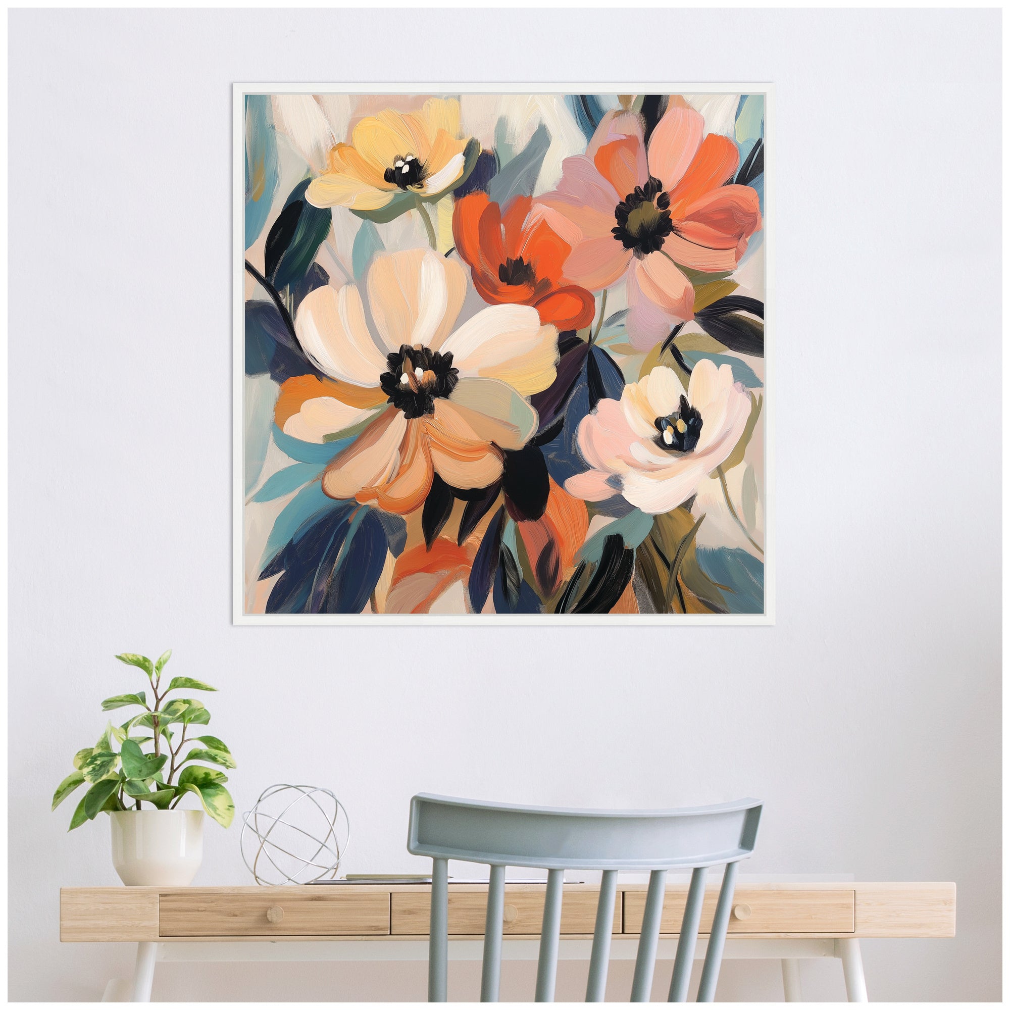 Sylvie Garden Bloom Abstract Bouquet III Framed Canvas by The Creative Bunch Studio
