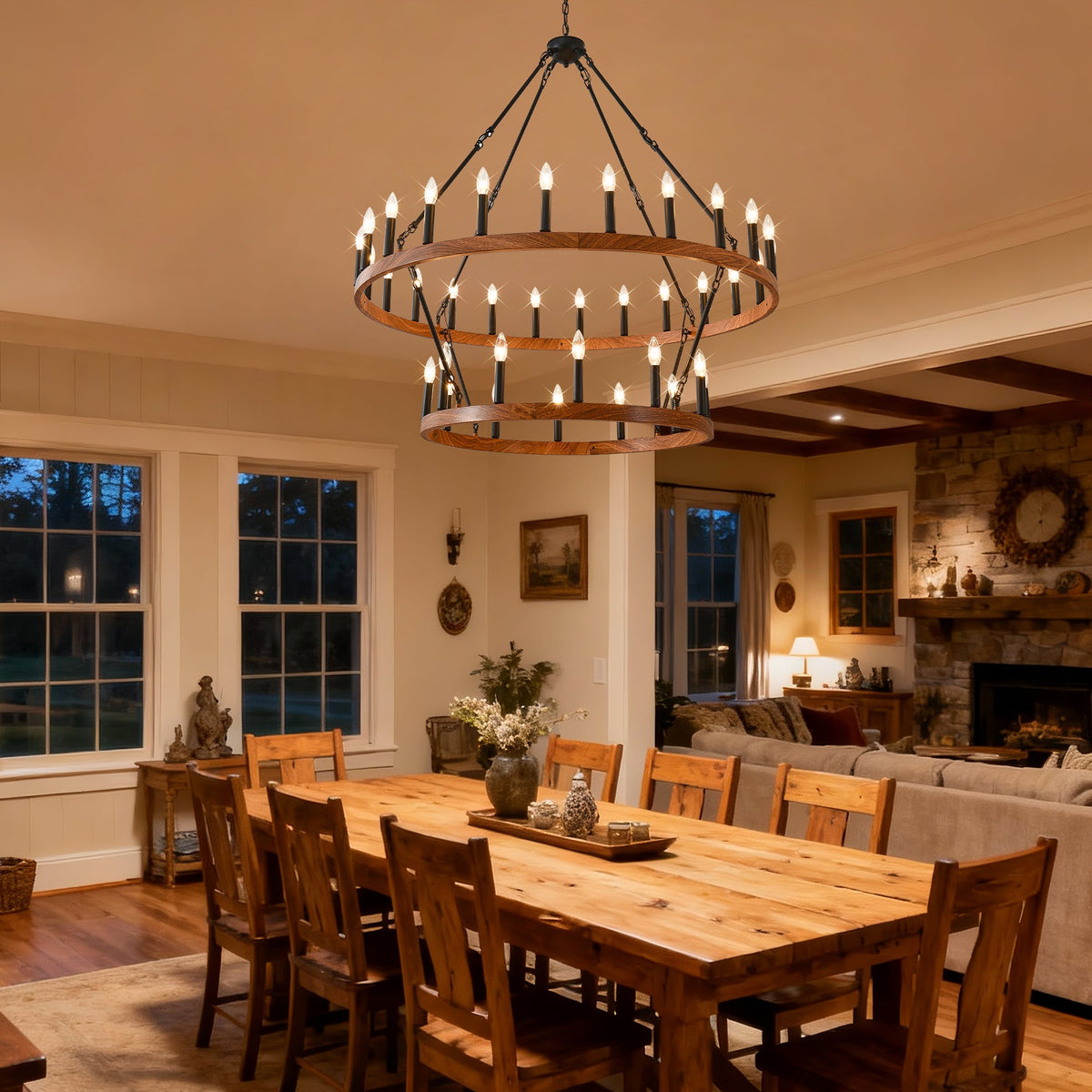 47.24 Inch Large Wagon Wheel Chandelier