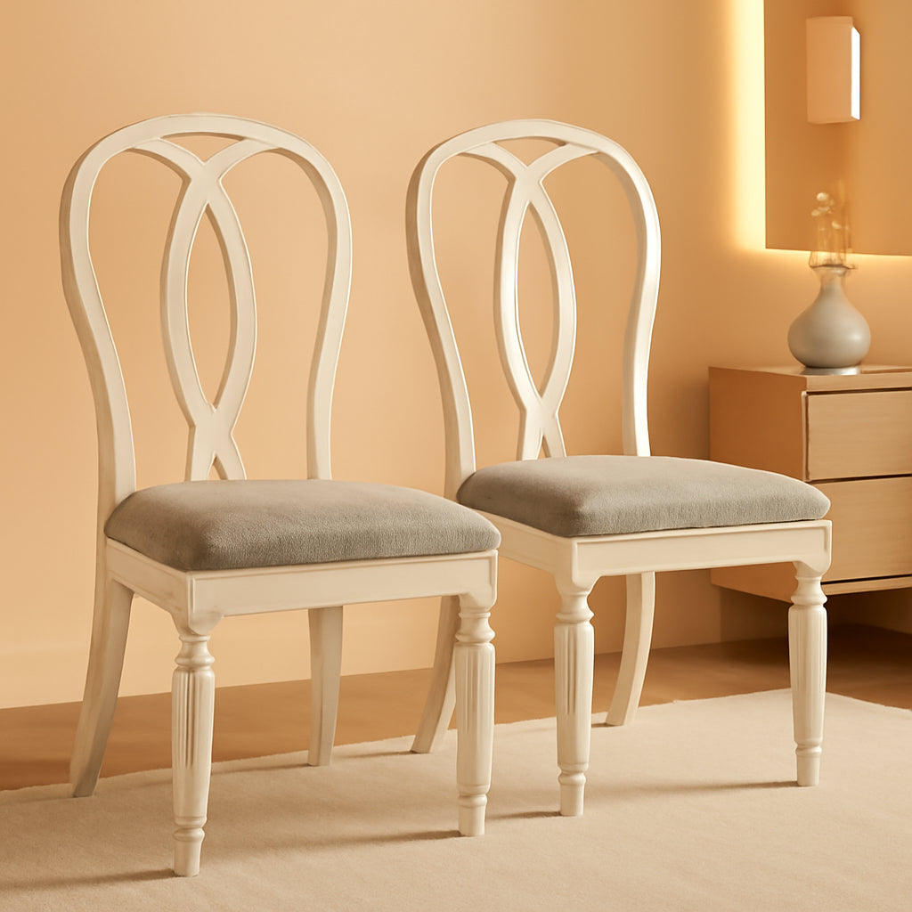 Realyn French Ribbon Back Dining Chairs Chipped White