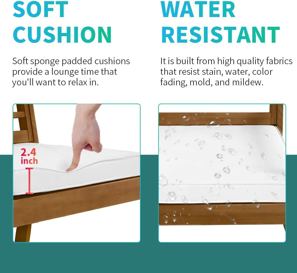 Acacia Wood 3 Piece Patio Bistro Set Cushions Coffee Table