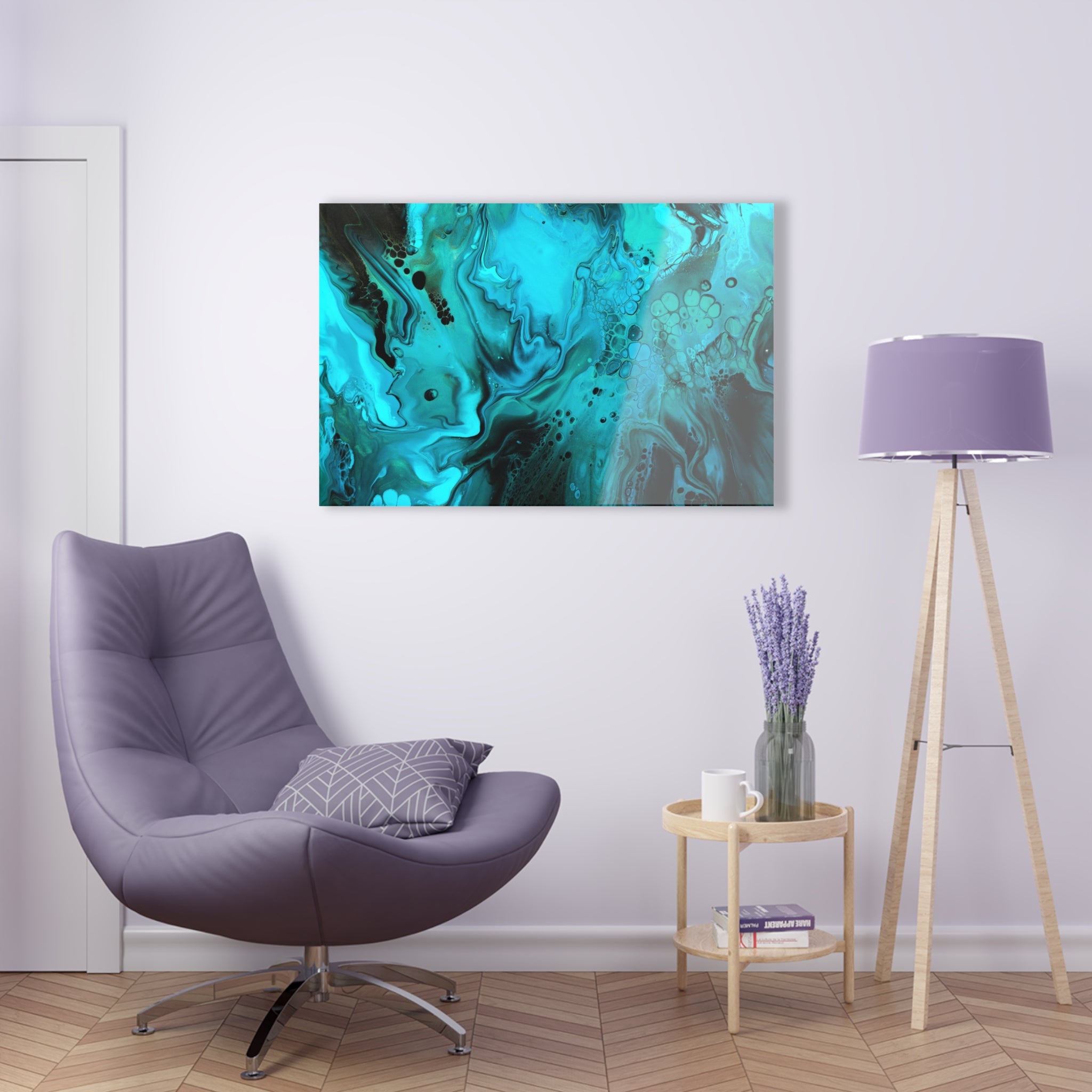 Turquoise shades, marble, wall art