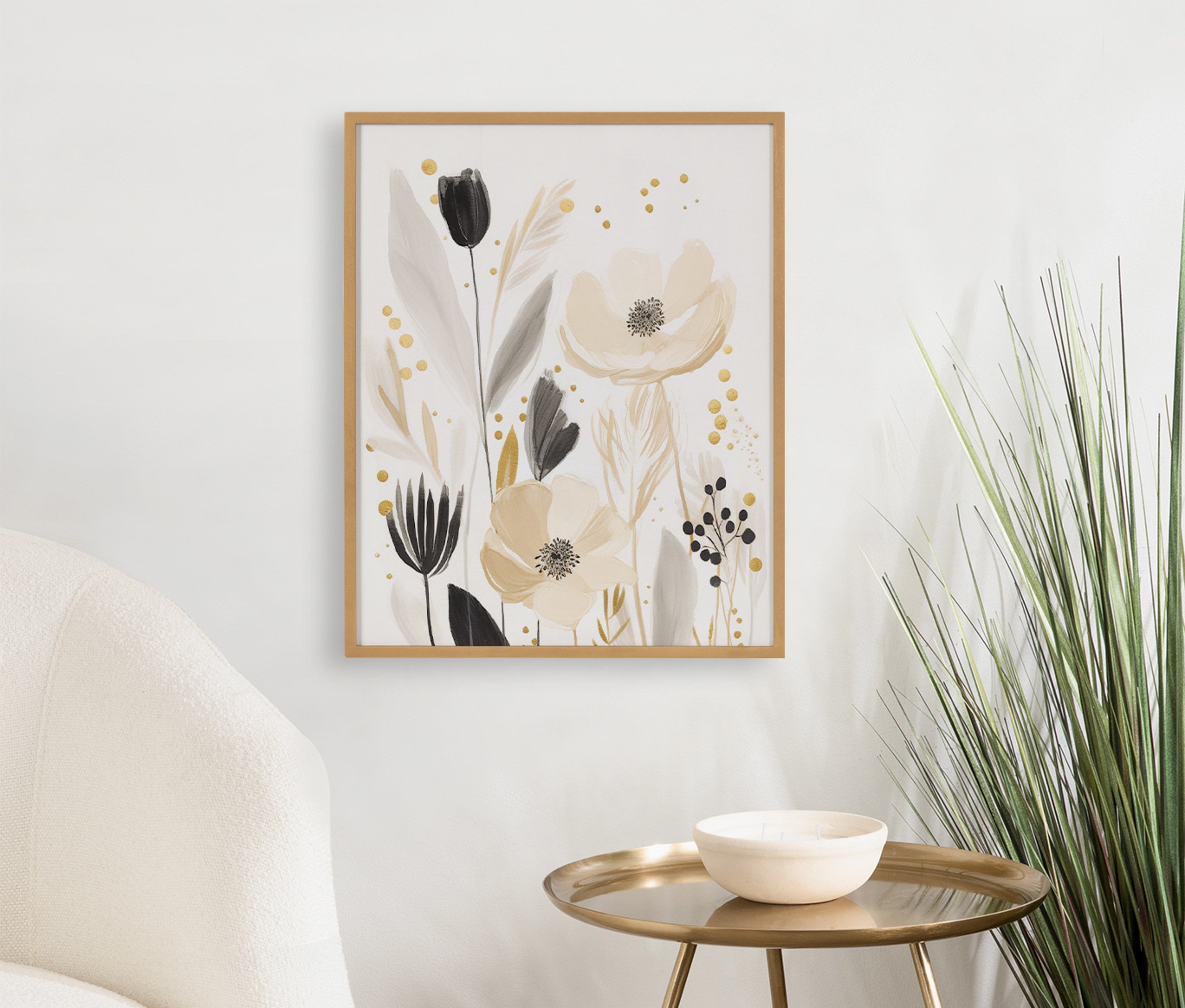 Gallery Modern Muted Cottage Floral Abstract Print by The Creative Bunch Studio