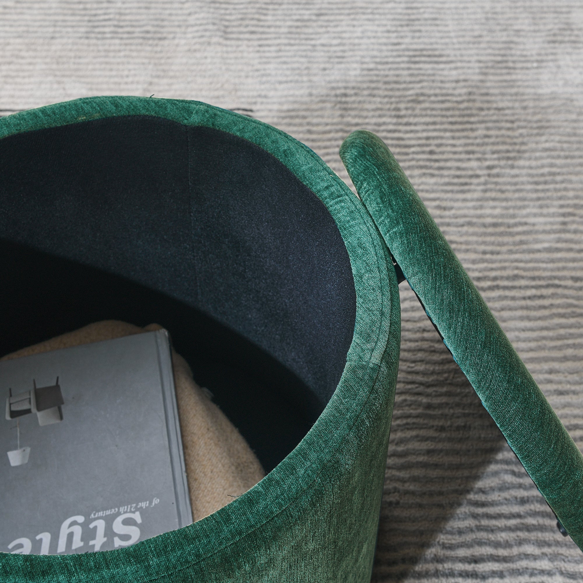 2-Piece Set Round Chenille Storage Ottoman