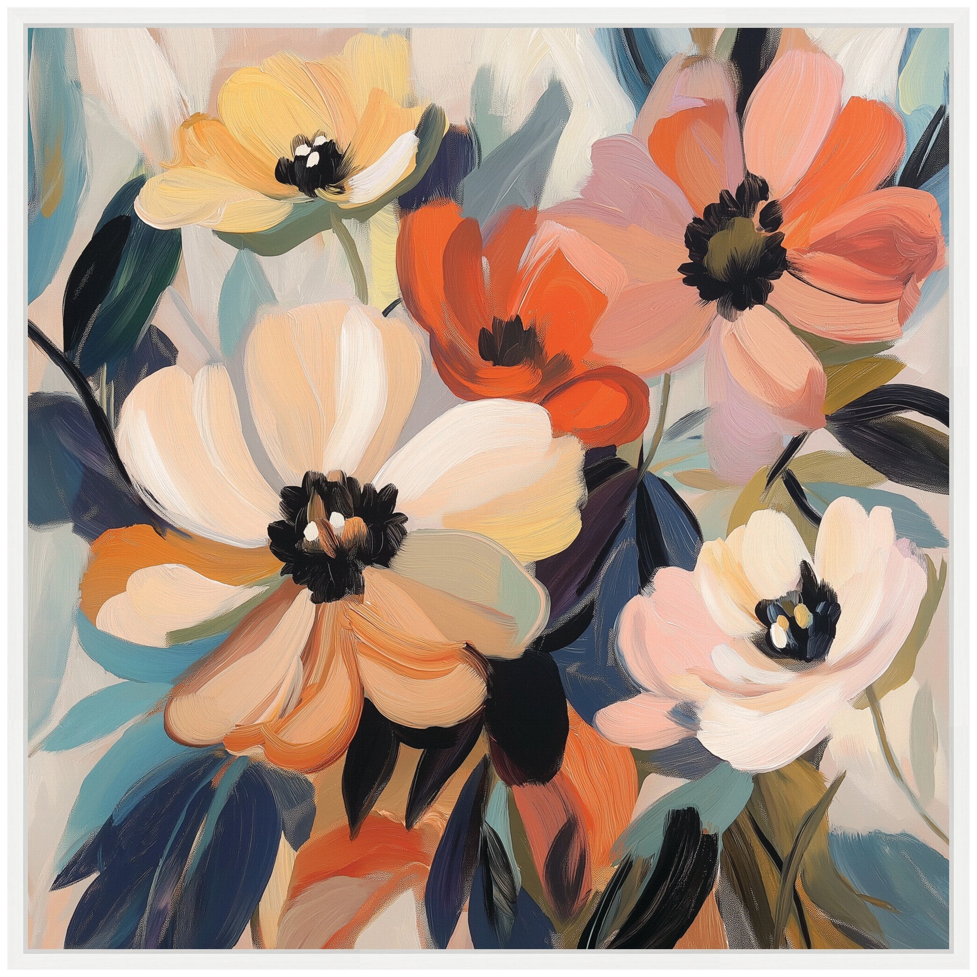 Sylvie Garden Bloom Abstract Bouquet III Framed Canvas by The Creative Bunch Studio