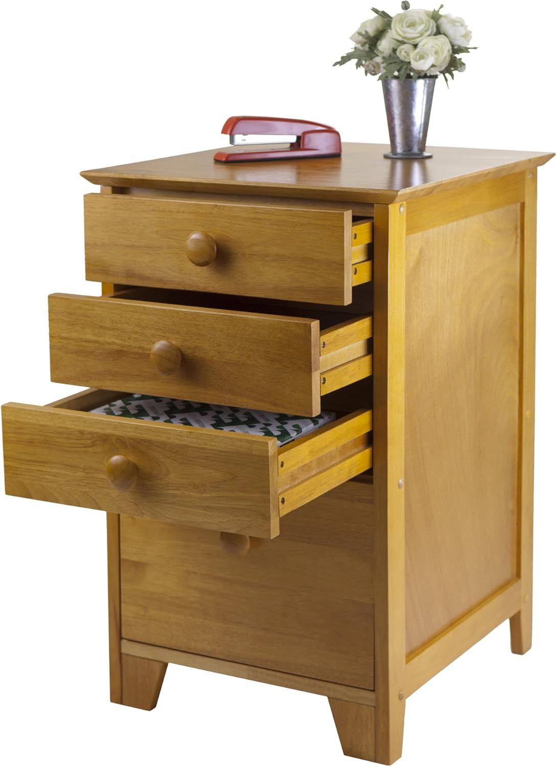 Studio File Cabinet Honey Finish With Three Drawers