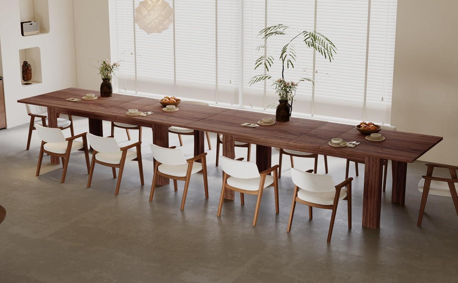 Expandable Dining Table For 6 To 8 Seater Brown Engineered Wood