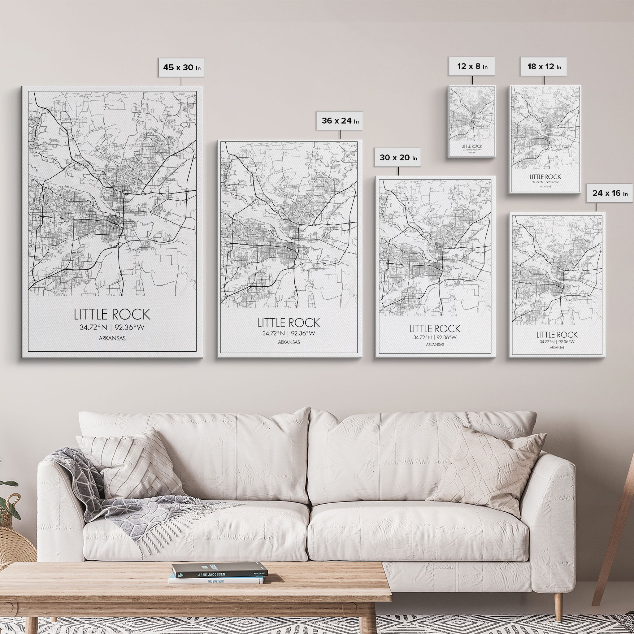 Little Rock Street Map, Arkansas Map, City Map Art, Modern Wall Art, Wall Art, Canvas Print, Travel Lover Gift, Kids Wall Art, Travel Art