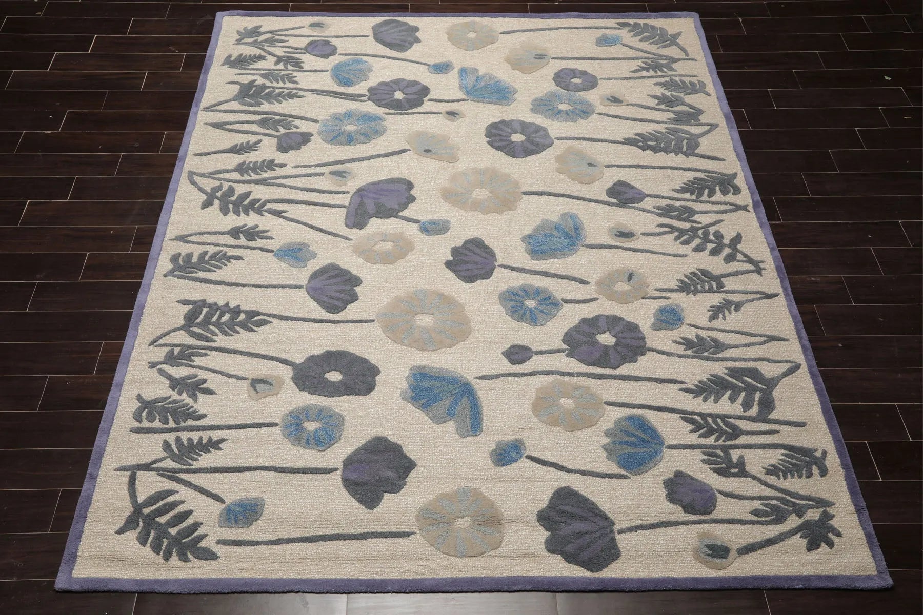 LoomBloom Multi Size Beige Hand Tufted Contemporary Botanical Wool and Silk Oriental Area Rug