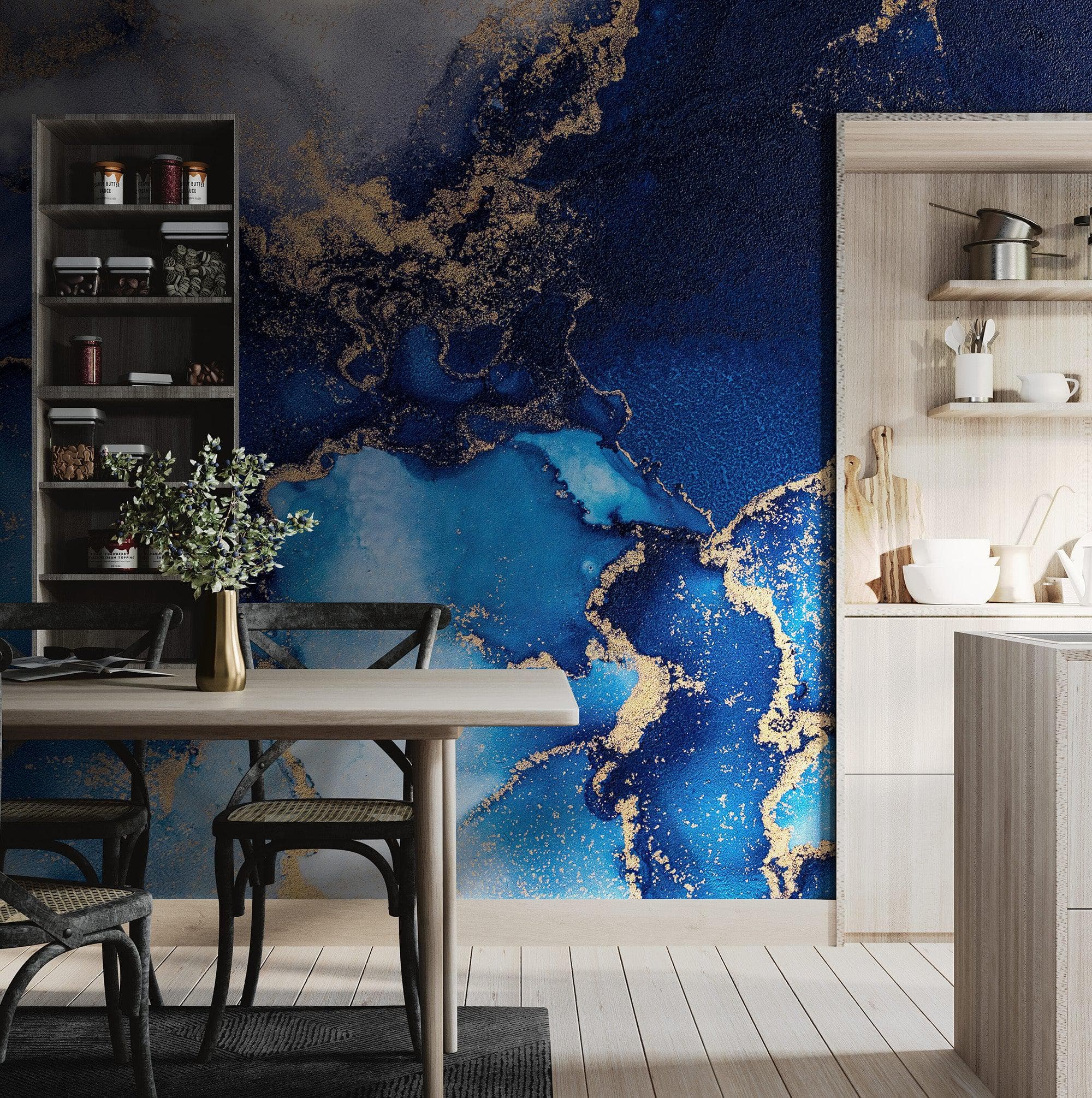Sapphire Blue Marble Wallpaper Mural. #7008