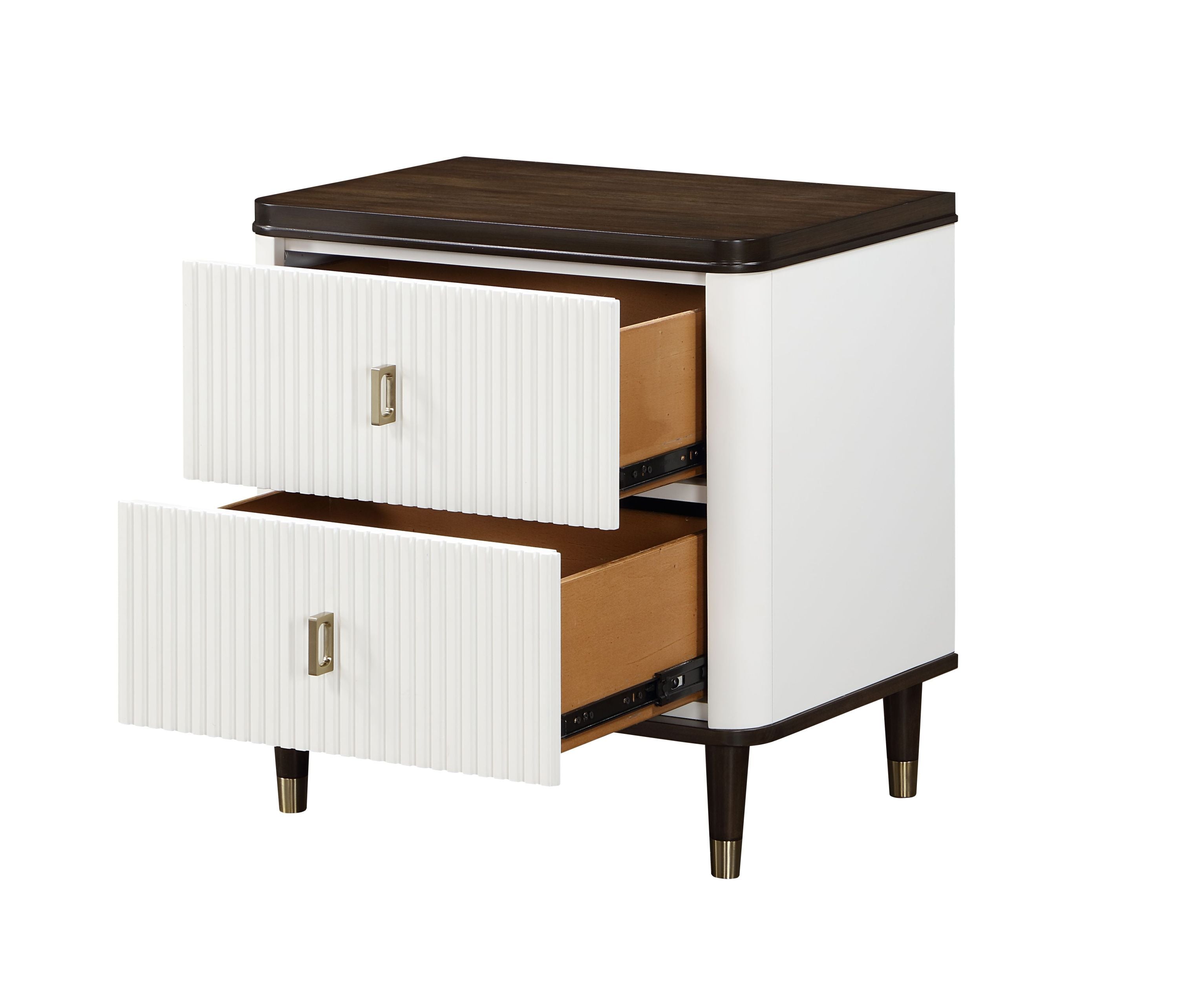 Nightstand With USB, White & Brown Finish-1