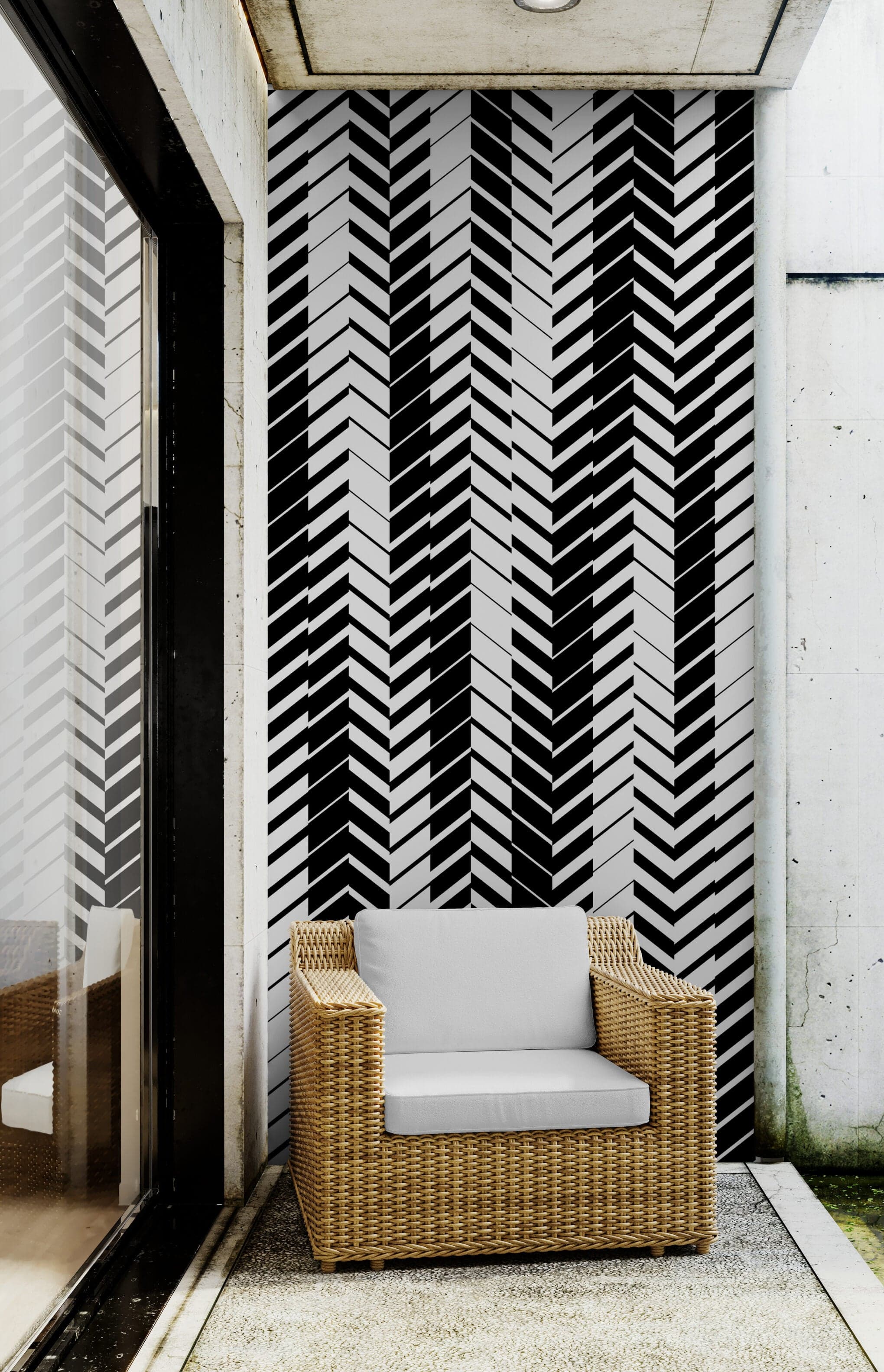Black and White Minimal Retro Stripes Pattern Wallpaper. #7033