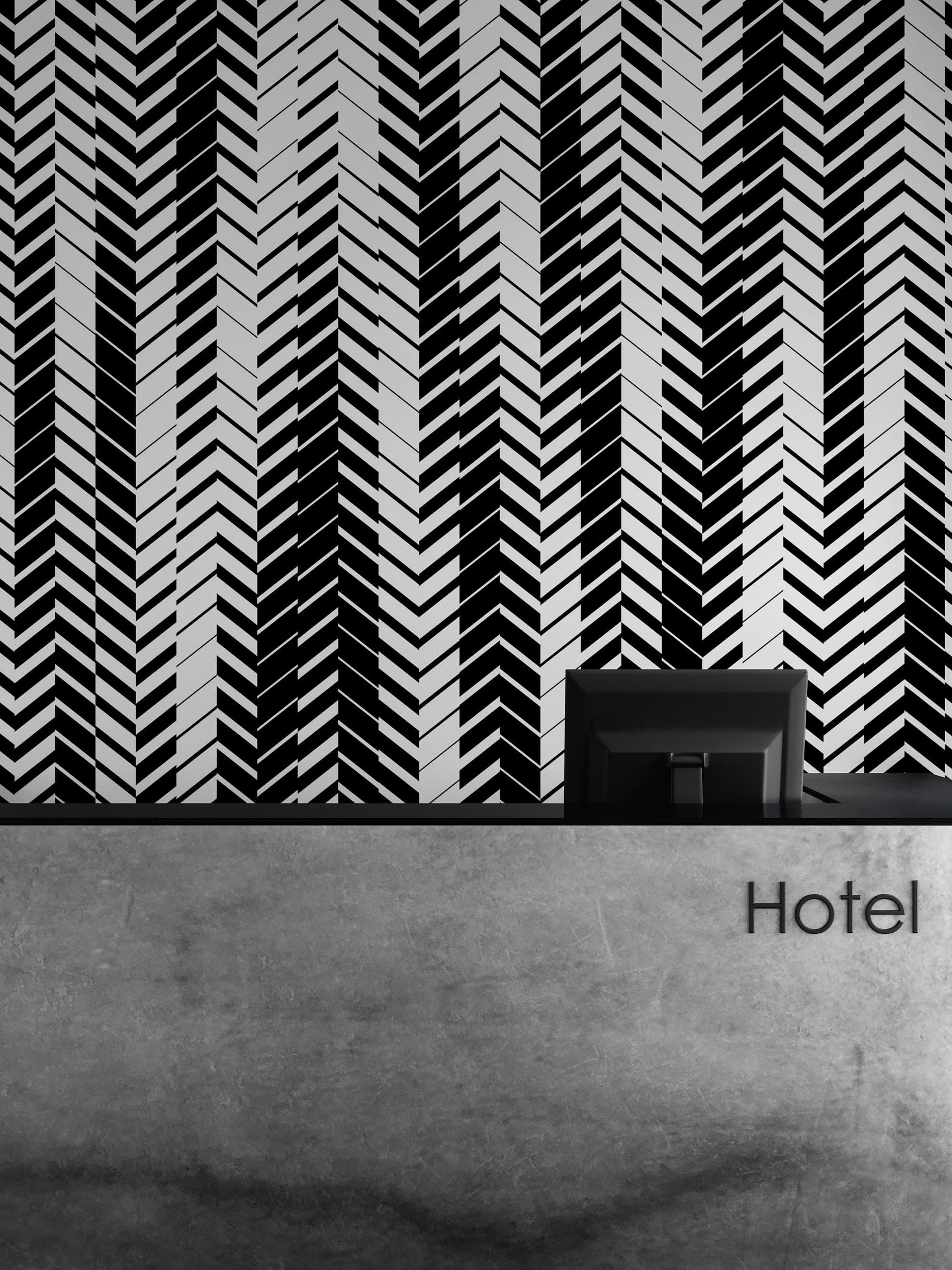 Black and White Minimal Retro Stripes Pattern Wallpaper. #7033