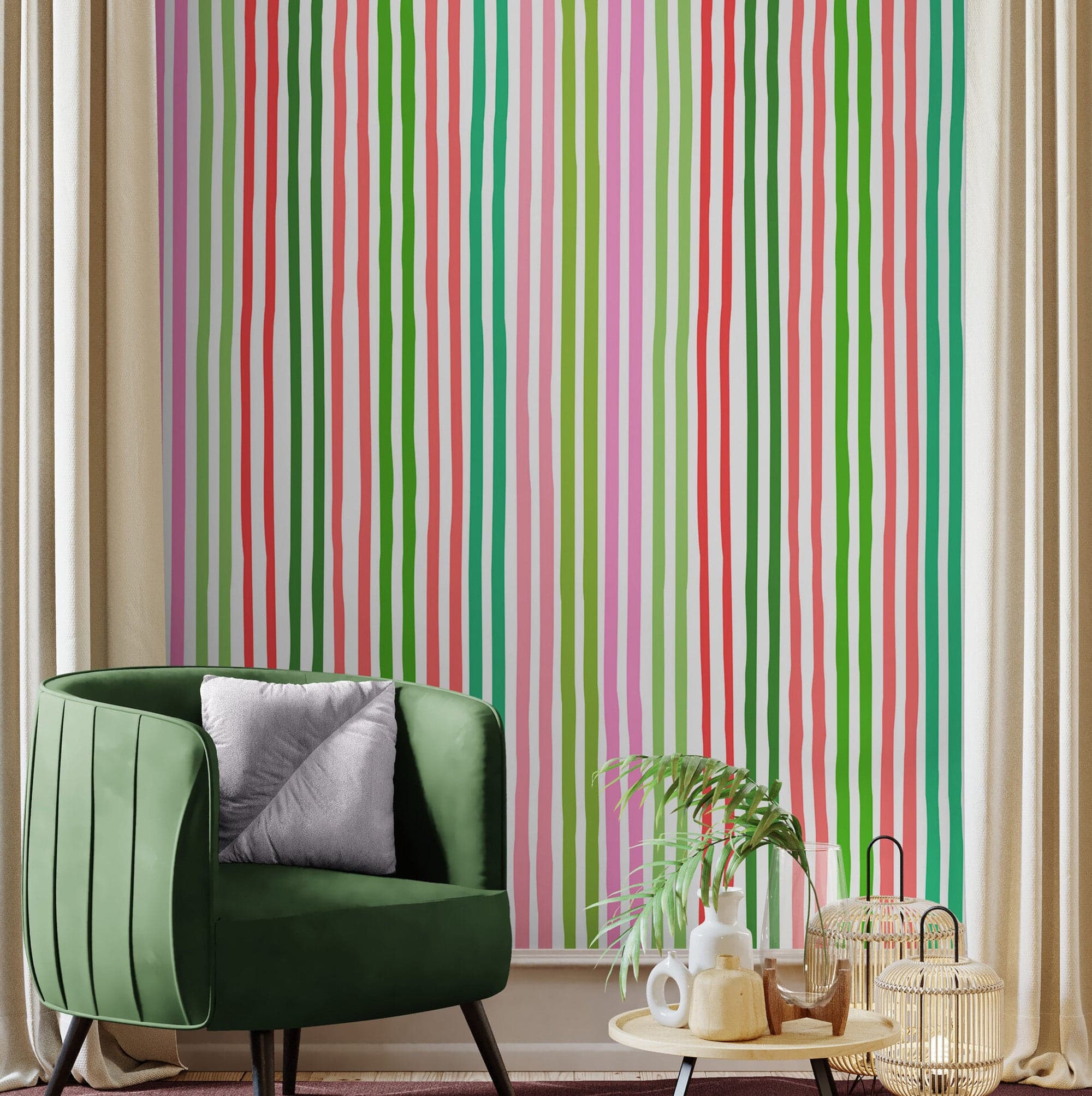 Color Vertical Stripes Pattern Wallpaper Mural. #7034