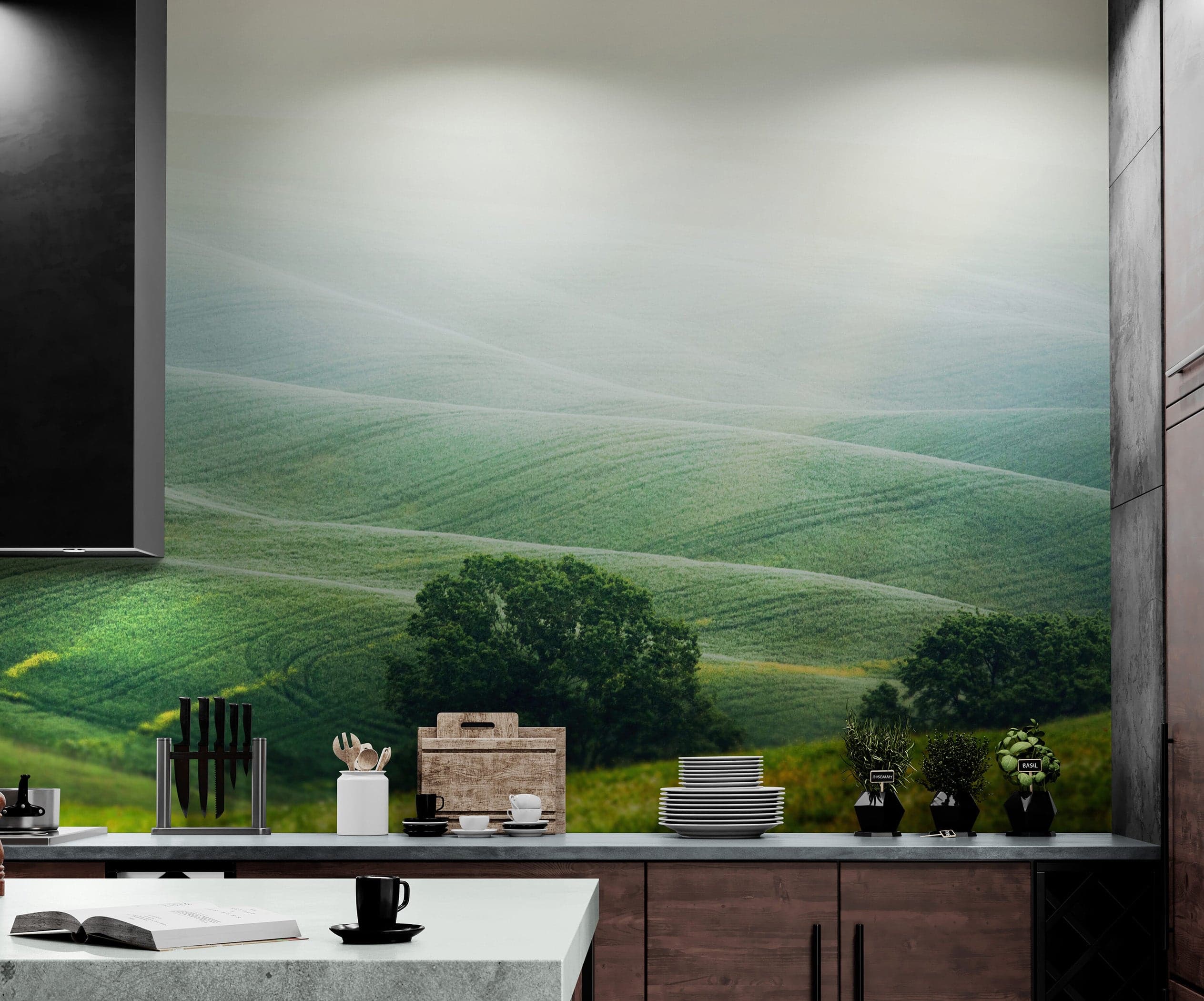 Tuscany Rolling Hills Meadow Wall Mural. Italian Countryside. #7053