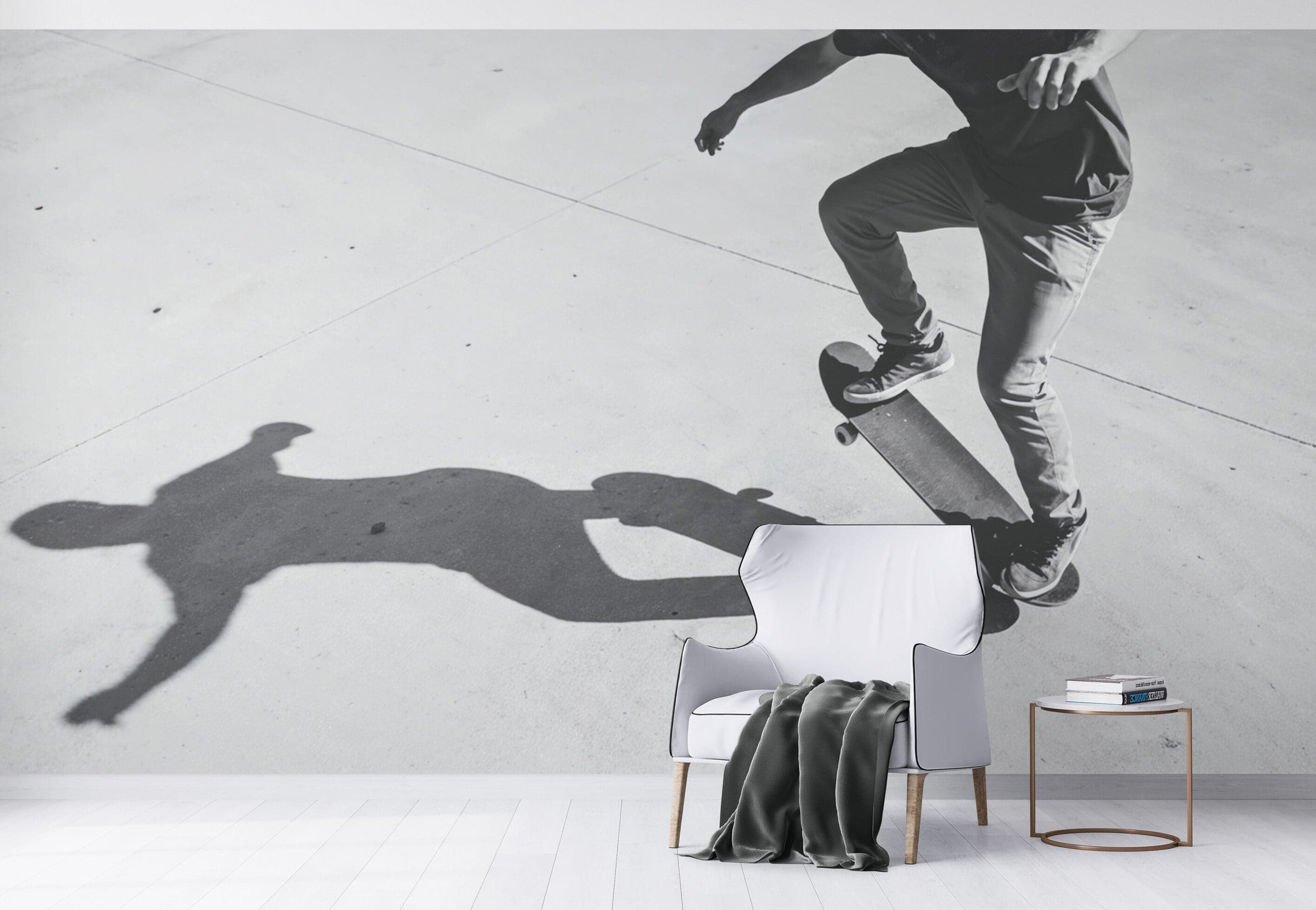 Black and White Skateboard Urban Wall Mural. #7066
