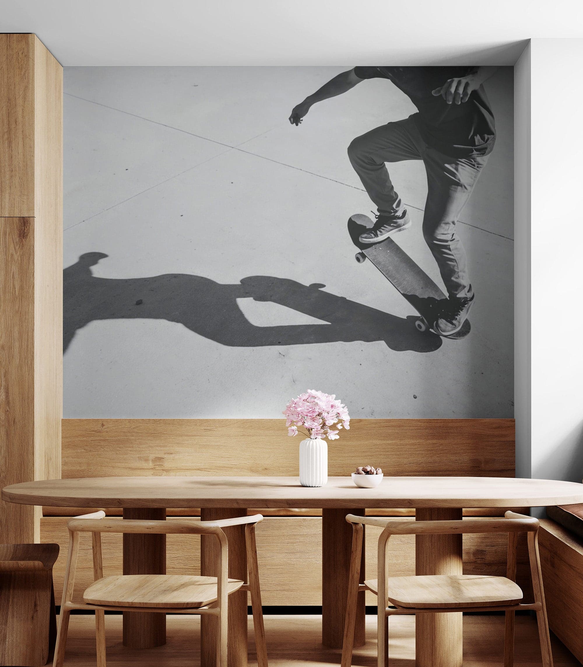 Black and White Skateboard Urban Wall Mural. #7066