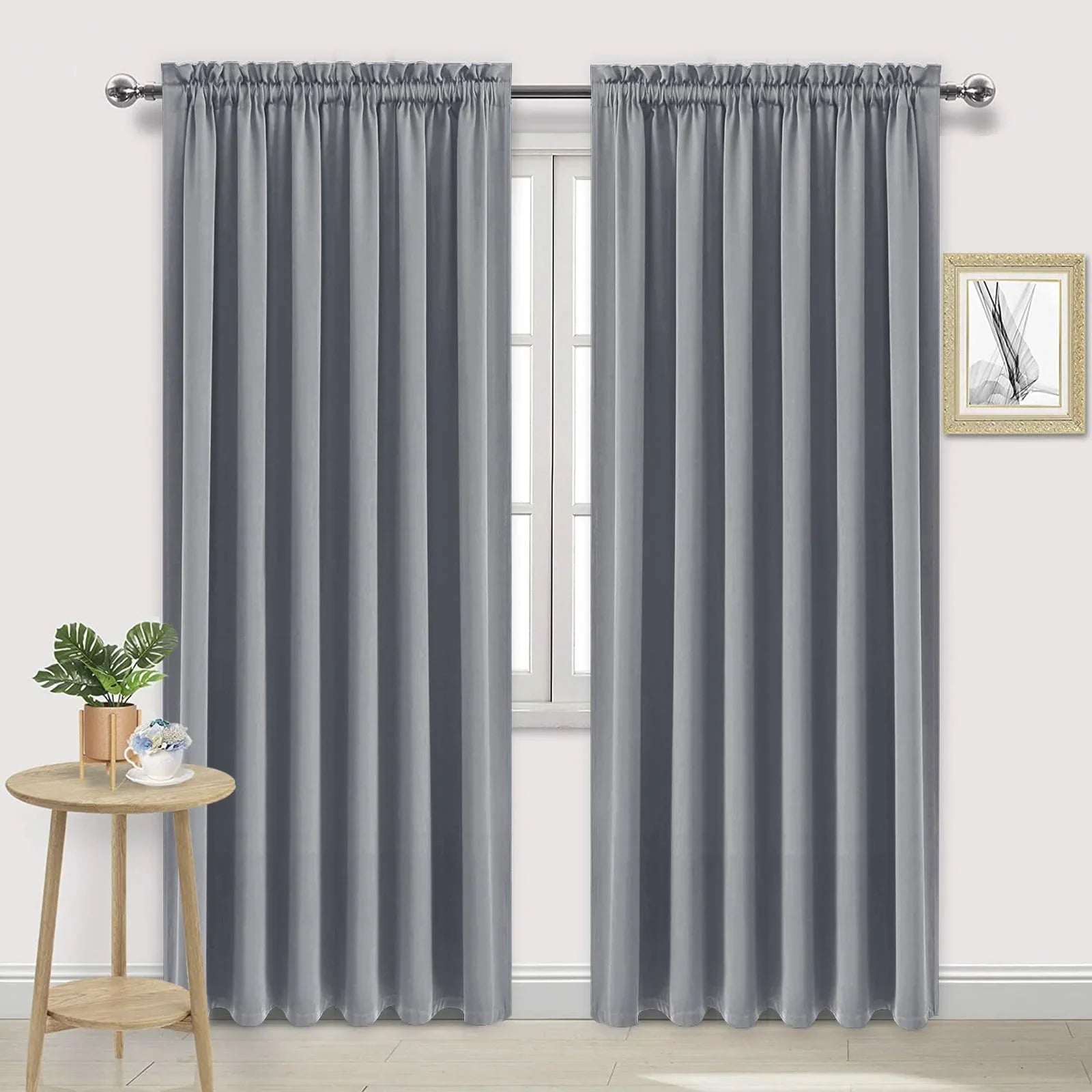 DWCN Rod Pocket Blackout Curtains, Set of 2 Panels-6