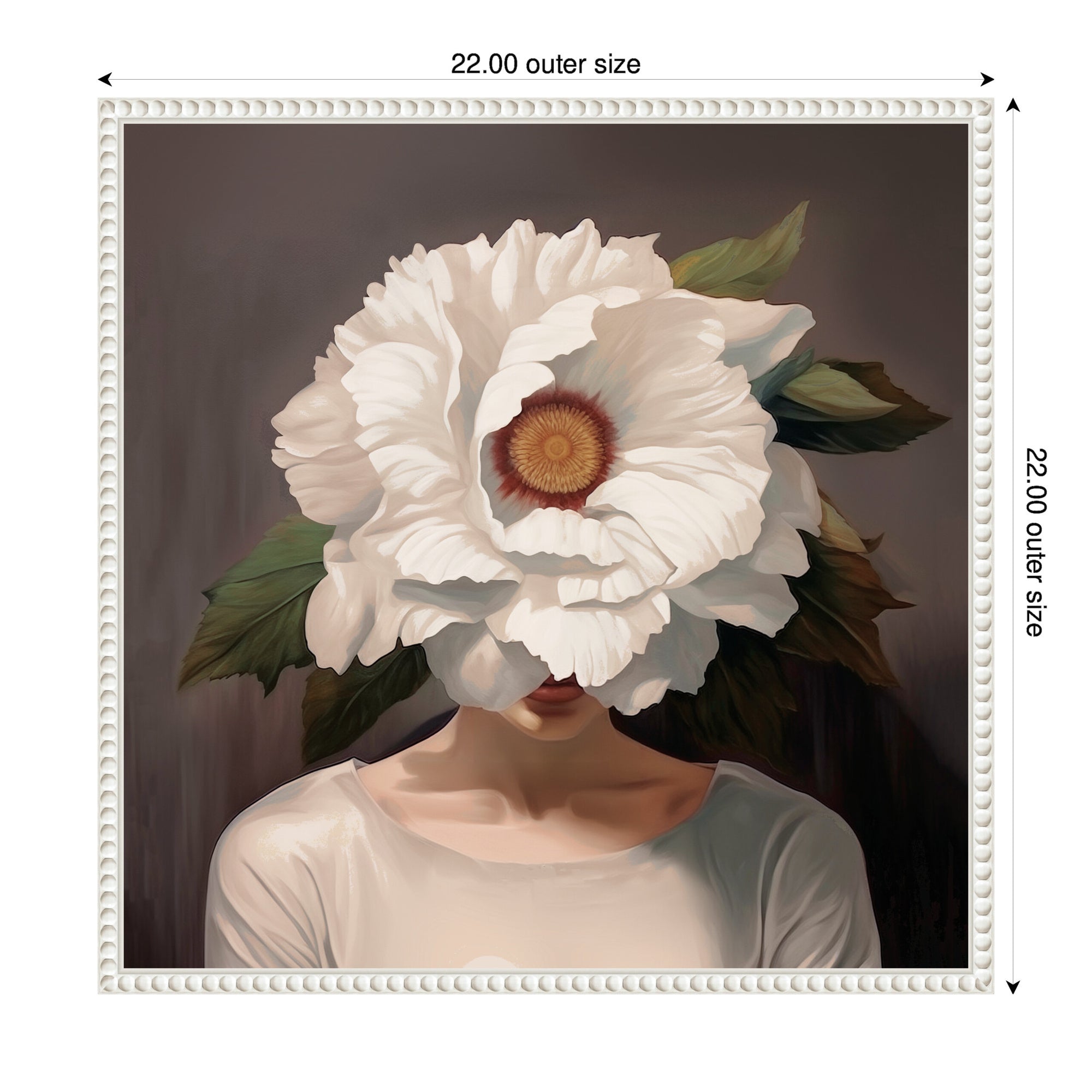 Sylvie White Flower Woman Portrait Framed Canvas by The Creative Bunch Studio