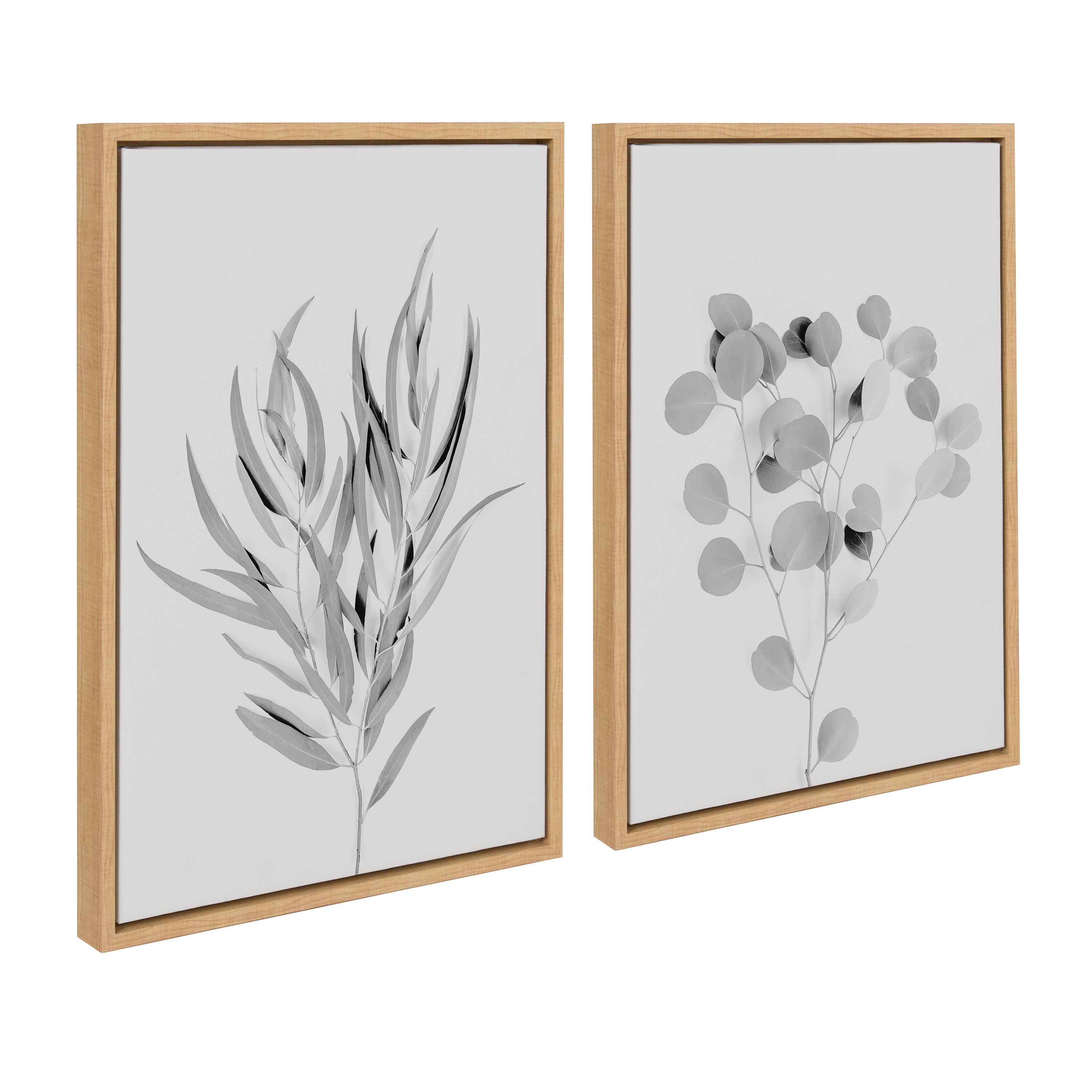 Sylvie Neutral Botanical 1 and 2 Soft White Framed Canvas by The Creative Bunch Studio
