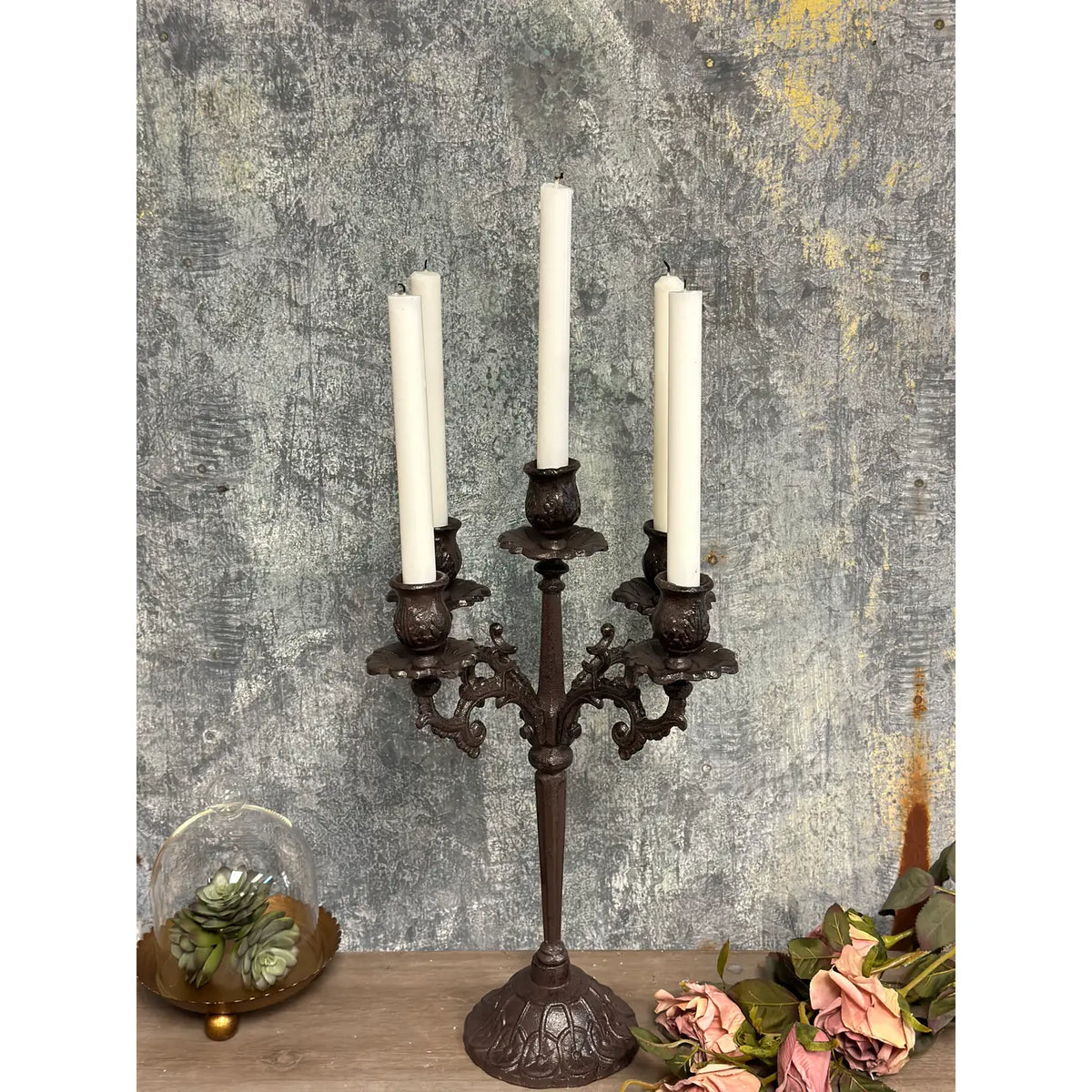 Vintage Style Cast Iron Candle Holder