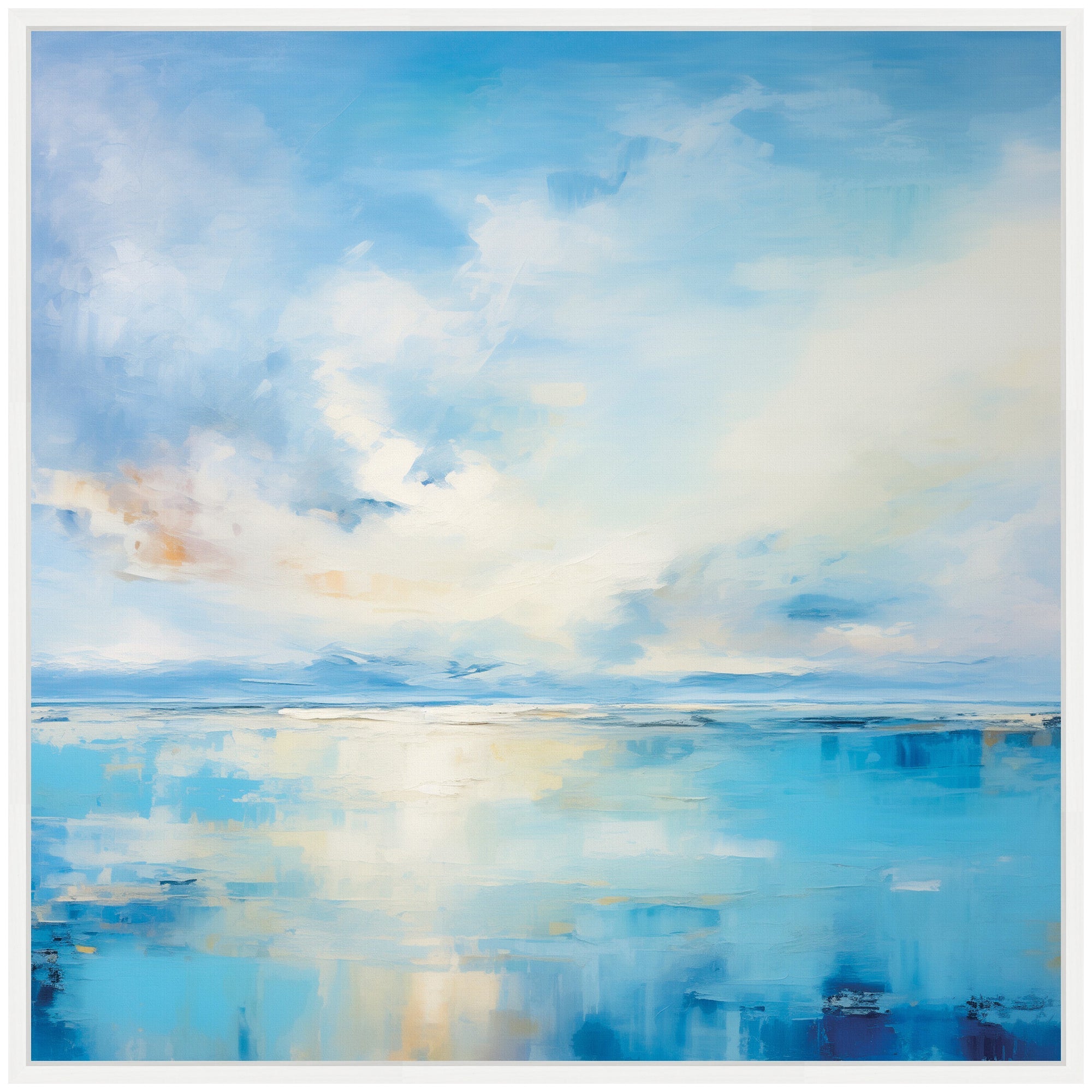 Sylvie Serene Coastal Waters Tranquil Landscape Framed Canvas by The Creative Bunch Studio