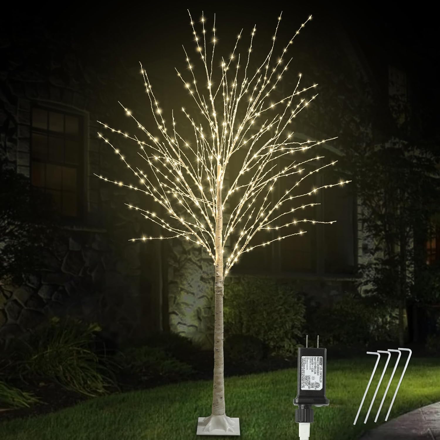 6ft Lighted Indoor & Outdoor Birch Tree-5