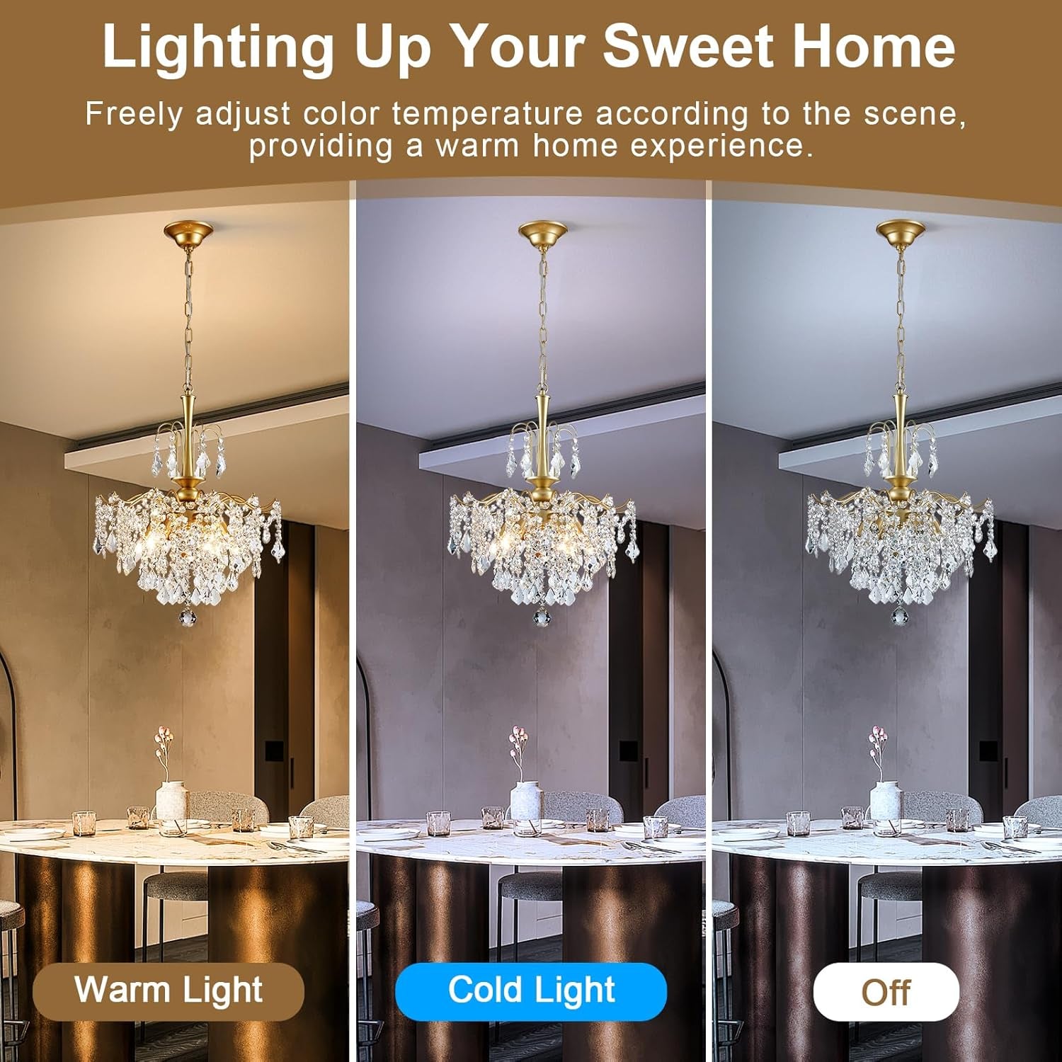 Gold Crystal Chandelier Illumination Six Light Pendant-3