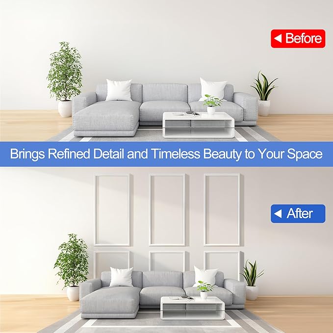 RELIANCER Peel and Stick Wall Molding Kit,30PCS Pre-Cut Door Molding Panels,3D Moulding Wainscoting Panel,Self Adhesive Walls Moulding Trim,Wall Modular Frames for Interior Walls Decor Home Bedroom