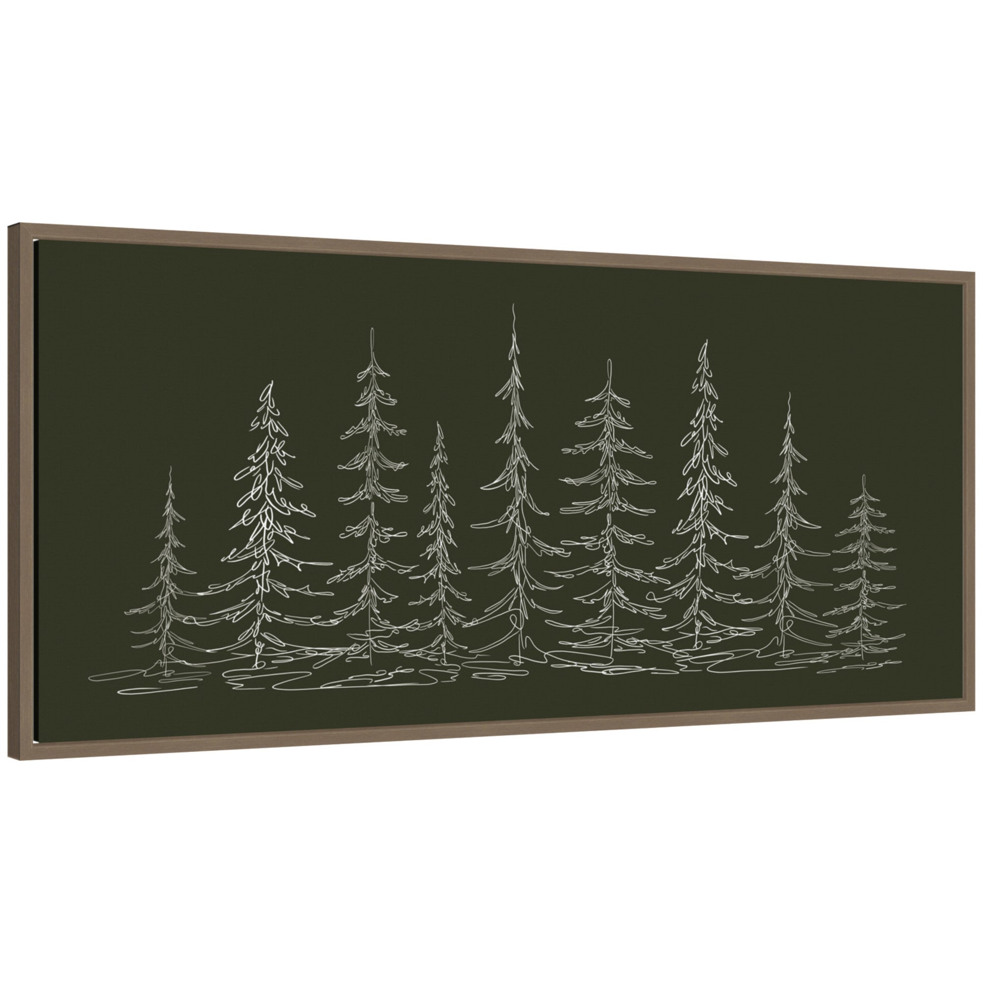 Sylvie Framed Canvas Minimalist Evergreen Trees Sketch by The Creative Bunch Studio