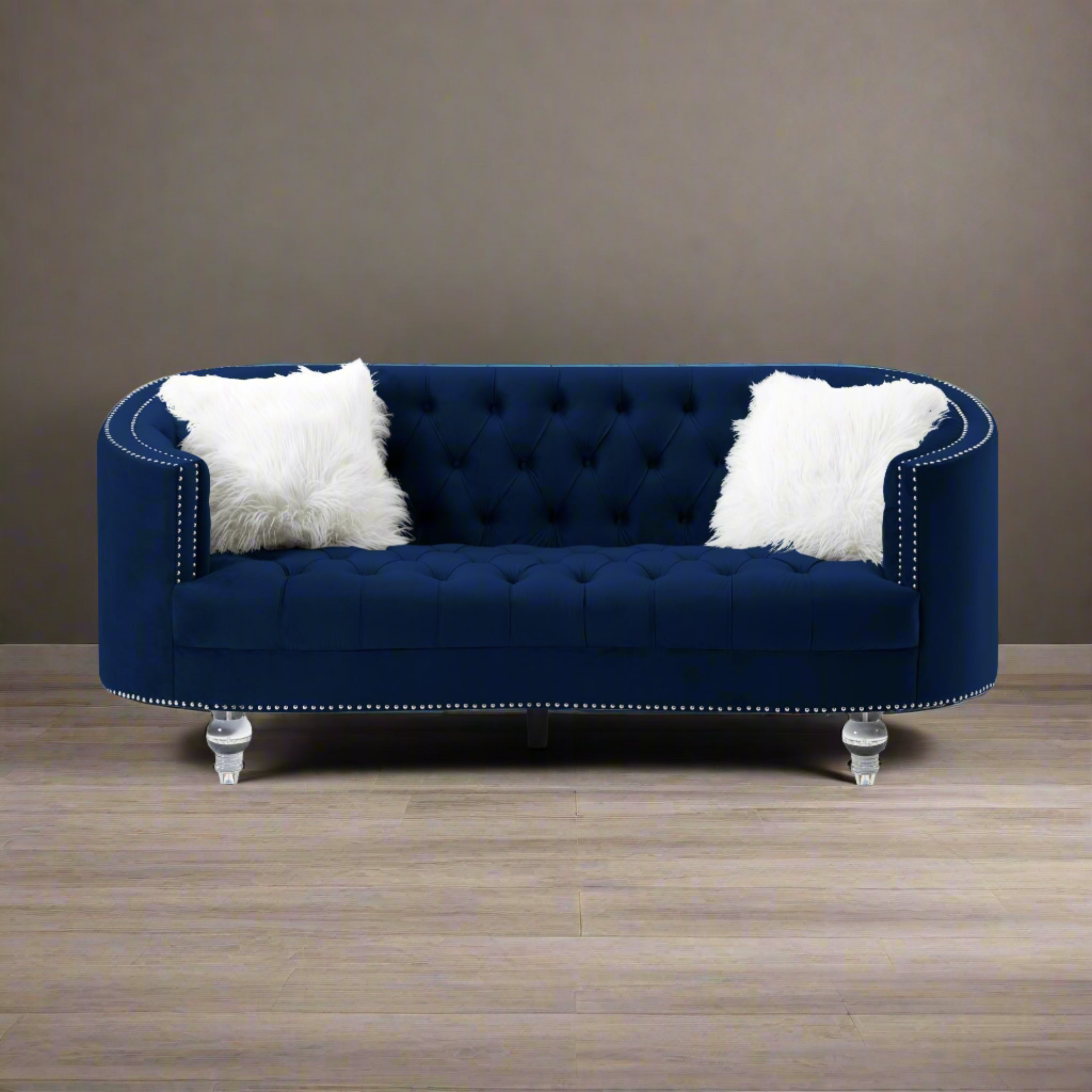 Living Room Sofa Navy Blue Velvet