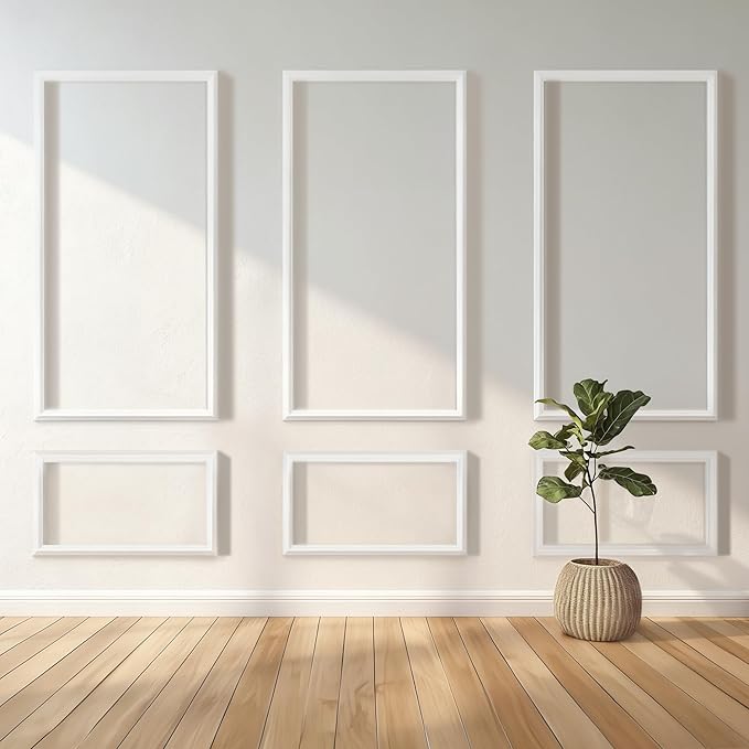 RELIANCER Peel and Stick Wall Molding Kit,30PCS Pre-Cut Door Molding Panels,3D Moulding Wainscoting Panel,Self Adhesive Walls Moulding Trim,Wall Modular Frames for Interior Walls Decor Home Bedroom