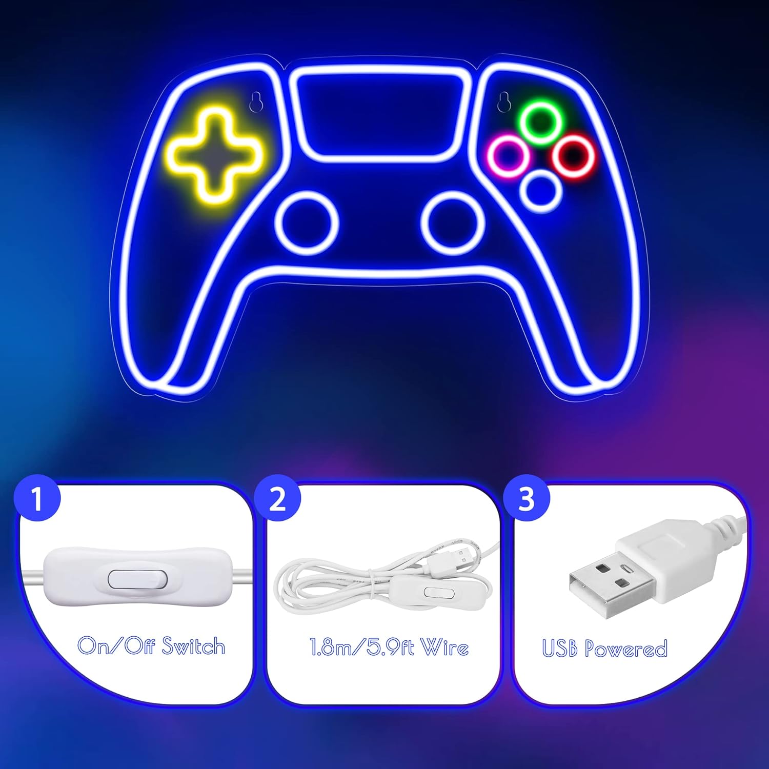 Gamer Neon Sign, Gifts for Teen Boys-3