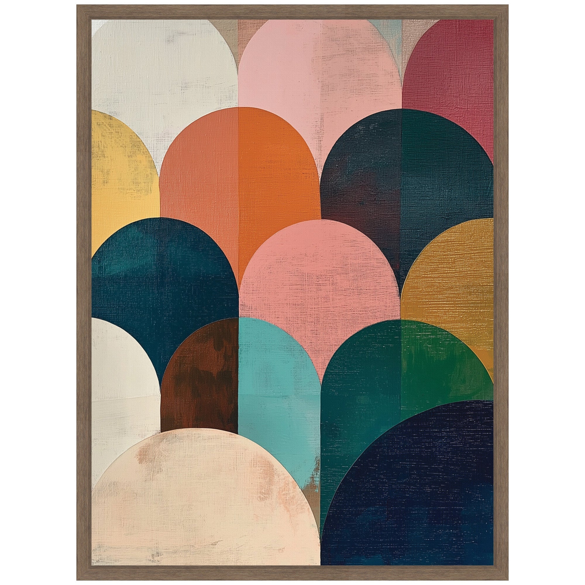 Sylvie Minimalist Geometric Abstract Jewel Tone Framed Canvas by The Creative Bunch Studio