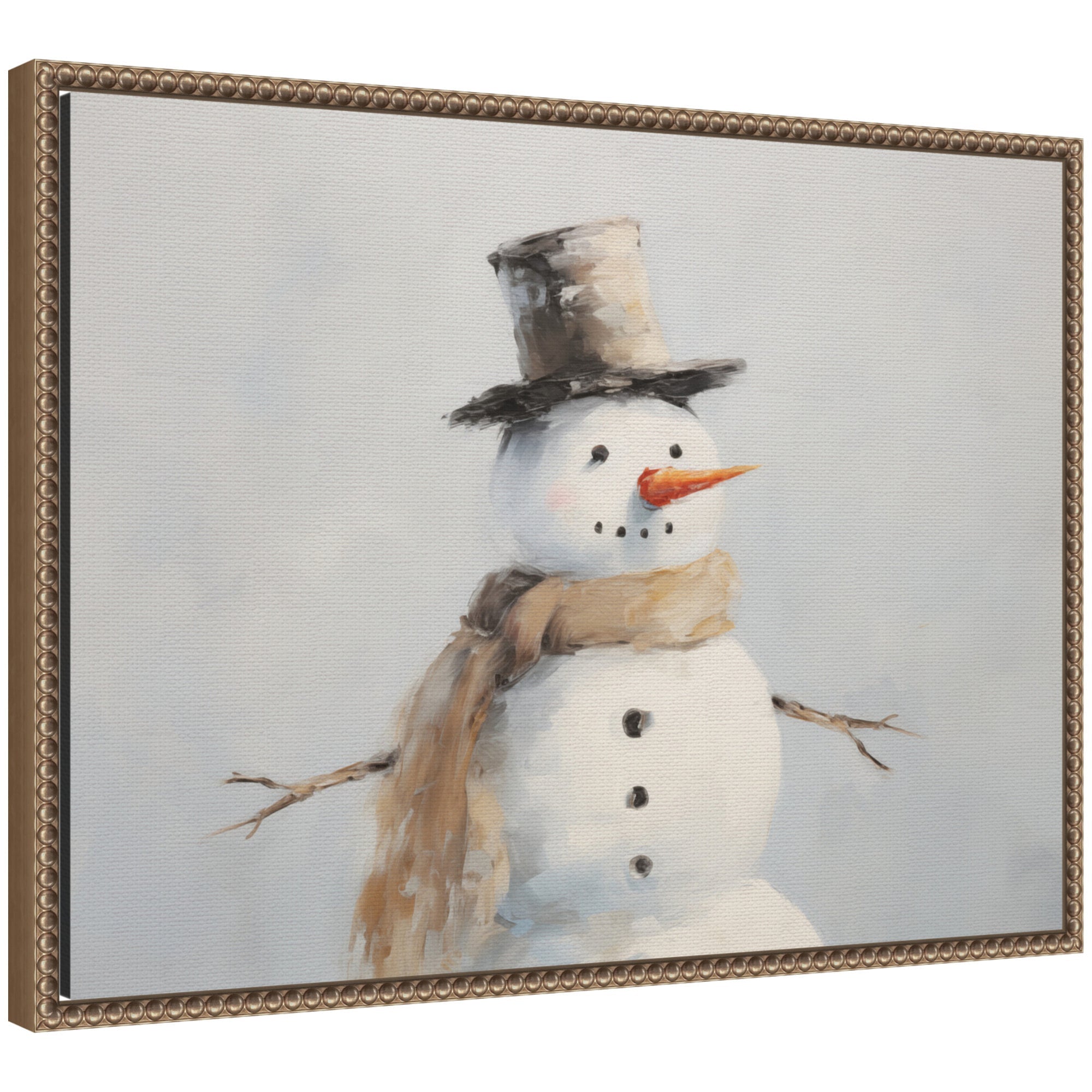 Sylvie Beaded Snowman Portrait Framed Canvas by The Creative Bunch Studio
