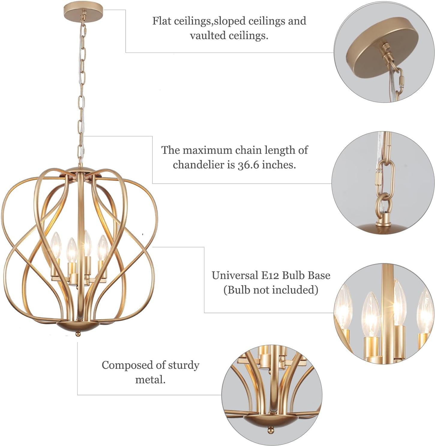 17 Inch Gold Geometric Chandelier Industrial Lighting-4