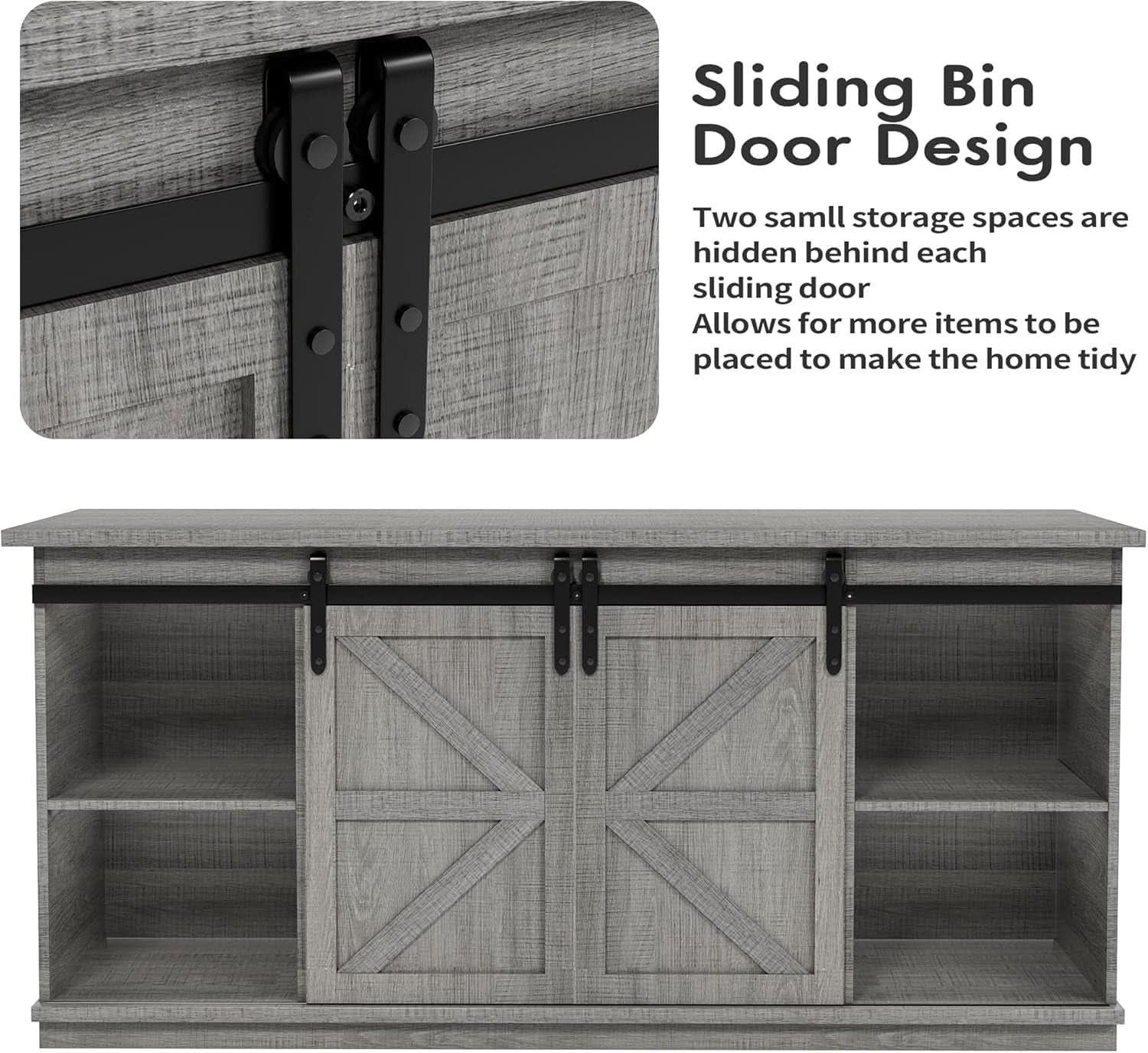 65 Inch TV Stand With Sliding Barn Doors Media Console