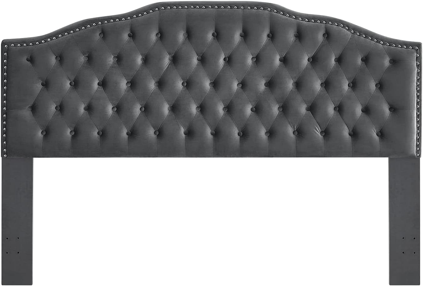 Upholstered Tufted King Size Headboard with Nailhead Trim