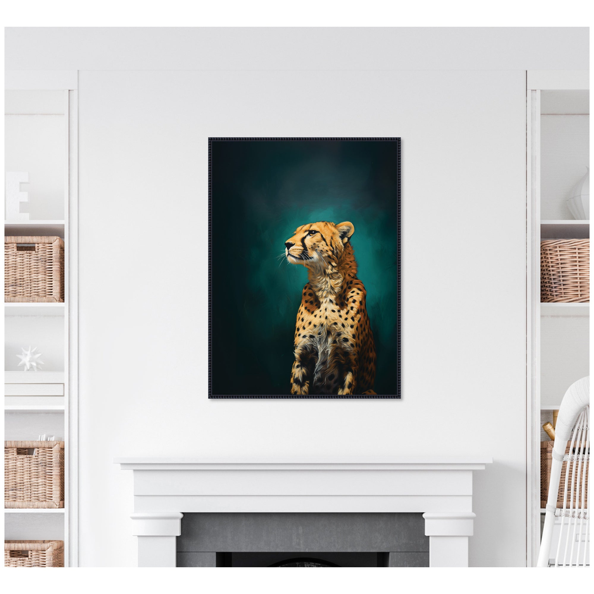 Twilight Teal Leopard by The Creative Bunch Studio Framed Canvas Wall Art Print